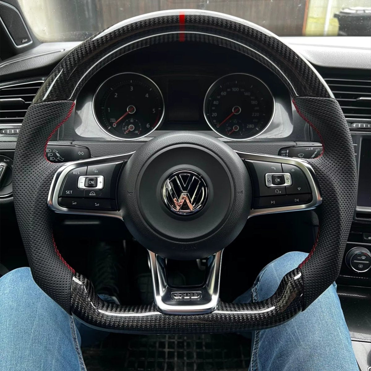 Carbon Fibre Steering Wheel for Volkswagen VW Golf MK7 MK7.5 R R - Line GTI GTD GTE + - Interior Styling | Carbon Kings