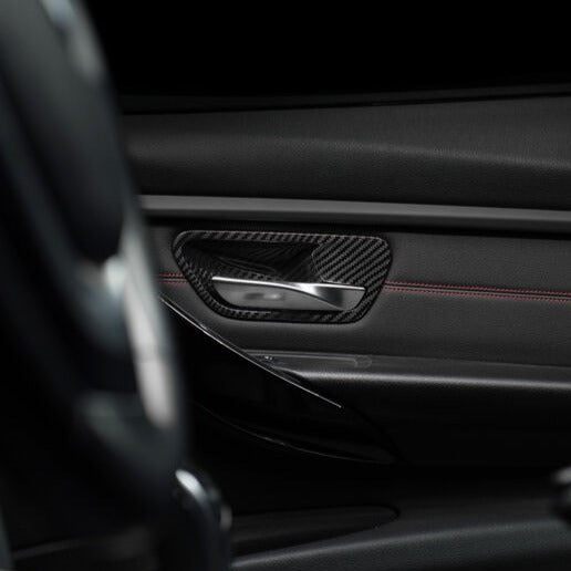 Carbon Fibre Style Interior Door Handle Trims BMW F80 M3 F82 M4 F83 F30 F32 3 4 - Interior Styling | Carbon Kings
