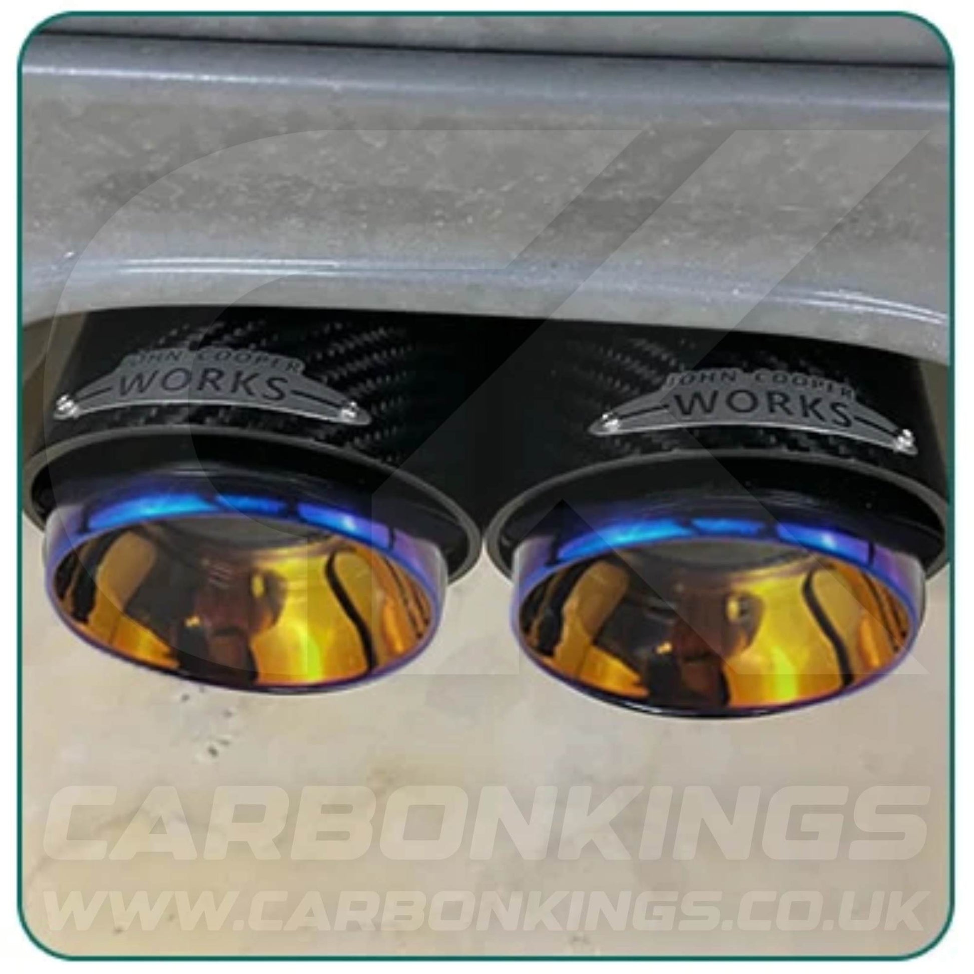 2x 85mm Mini JCW Carbon Fibre / Burnt Blue Exhaust Tips F54 F55 F56 F57 F60 R55 R56