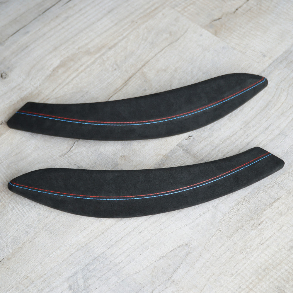 Alcantara Door Handle Covers Printed Red Blue Stitching BMW 3 4 Series F30 F31 F34 F32 F33 F36