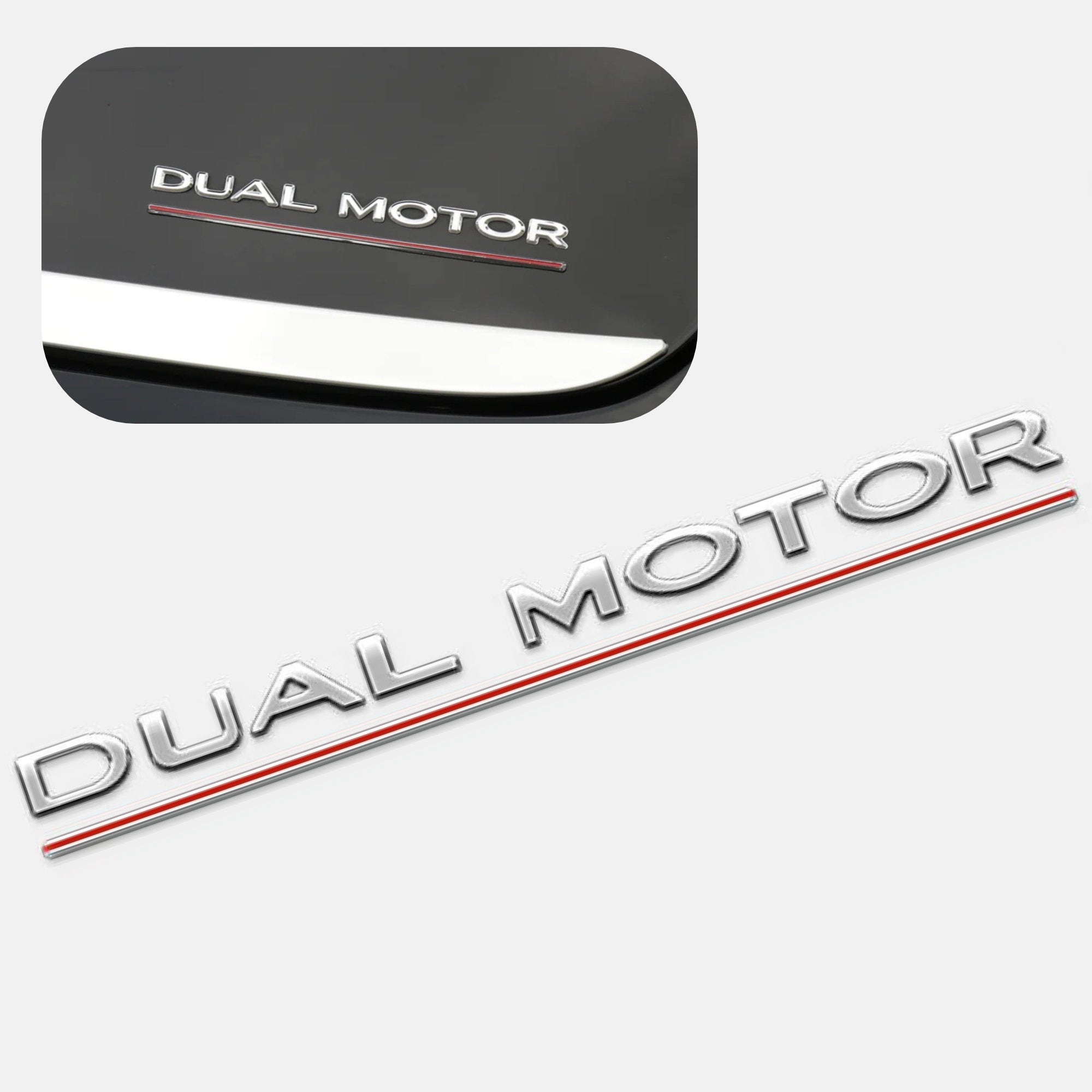 Silver Chrome Dual Motor Rear Boot Badge Letters for Tesla Model S 3 X Y Performance
