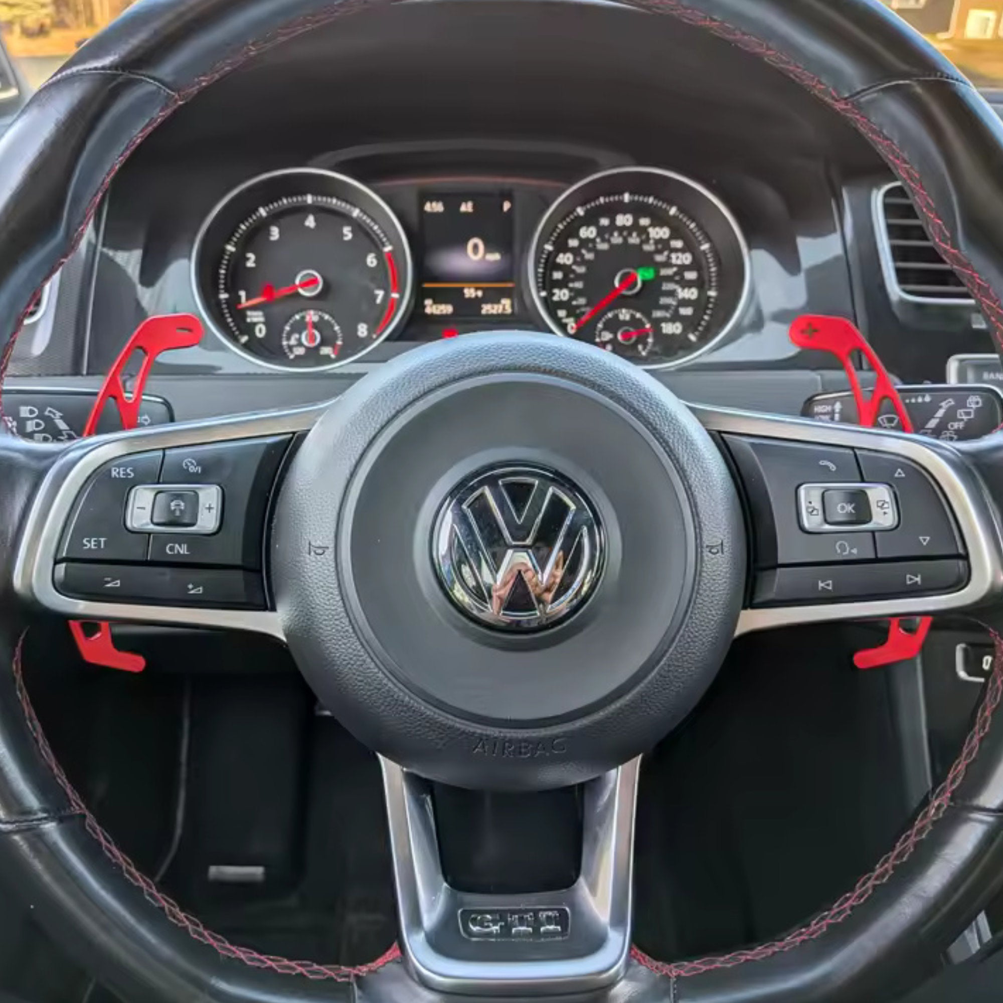 Red Alloy Extended Gear Shifter Paddles for Volkswagen VW Golf MK7 7.5 GTI GTD R TSI DSG