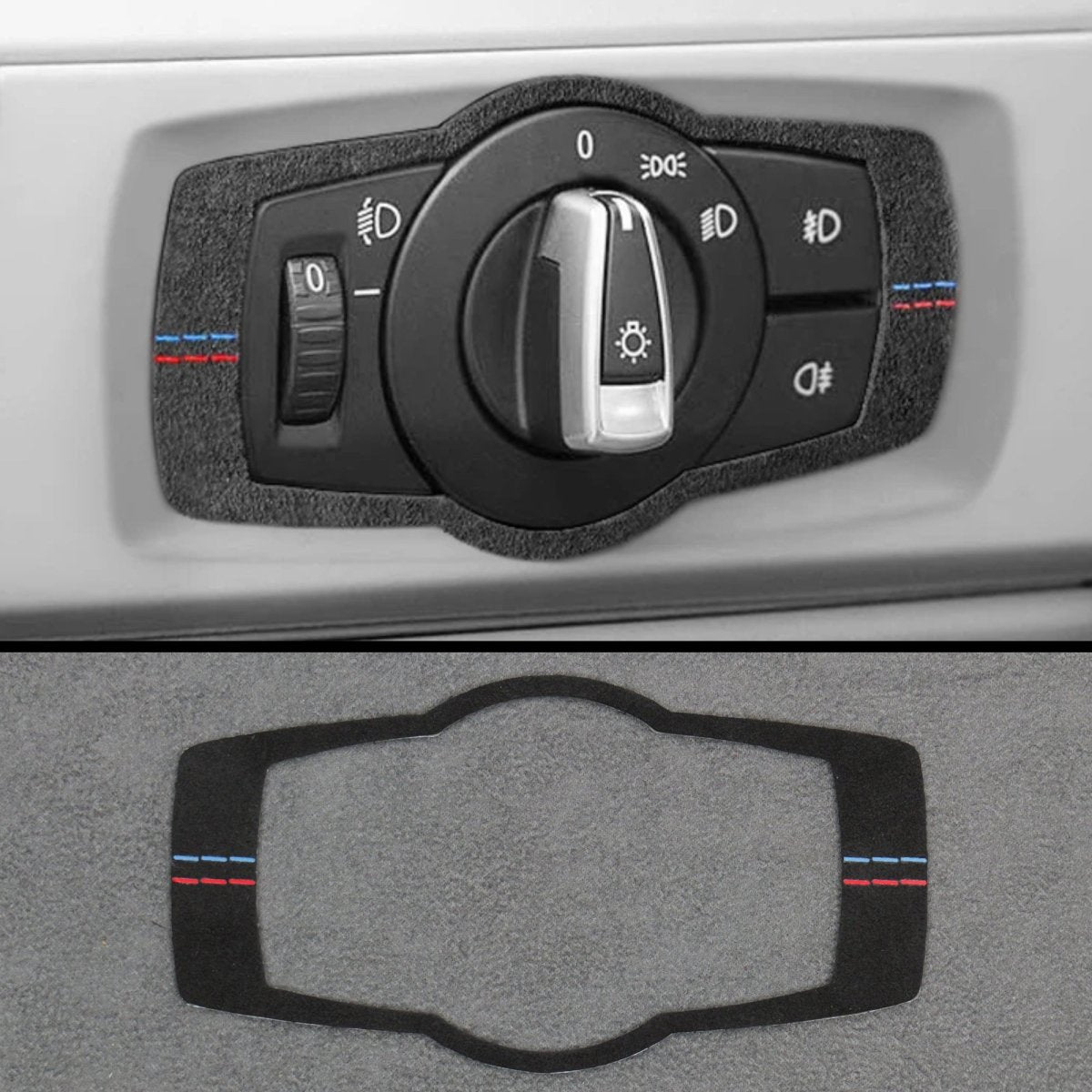 Alcantara Stitched Headlight Switch Trim for BMW M3 3 Series E90 E91 E92 E93 4.0 V8 - Interior Styling | Carbon Kings