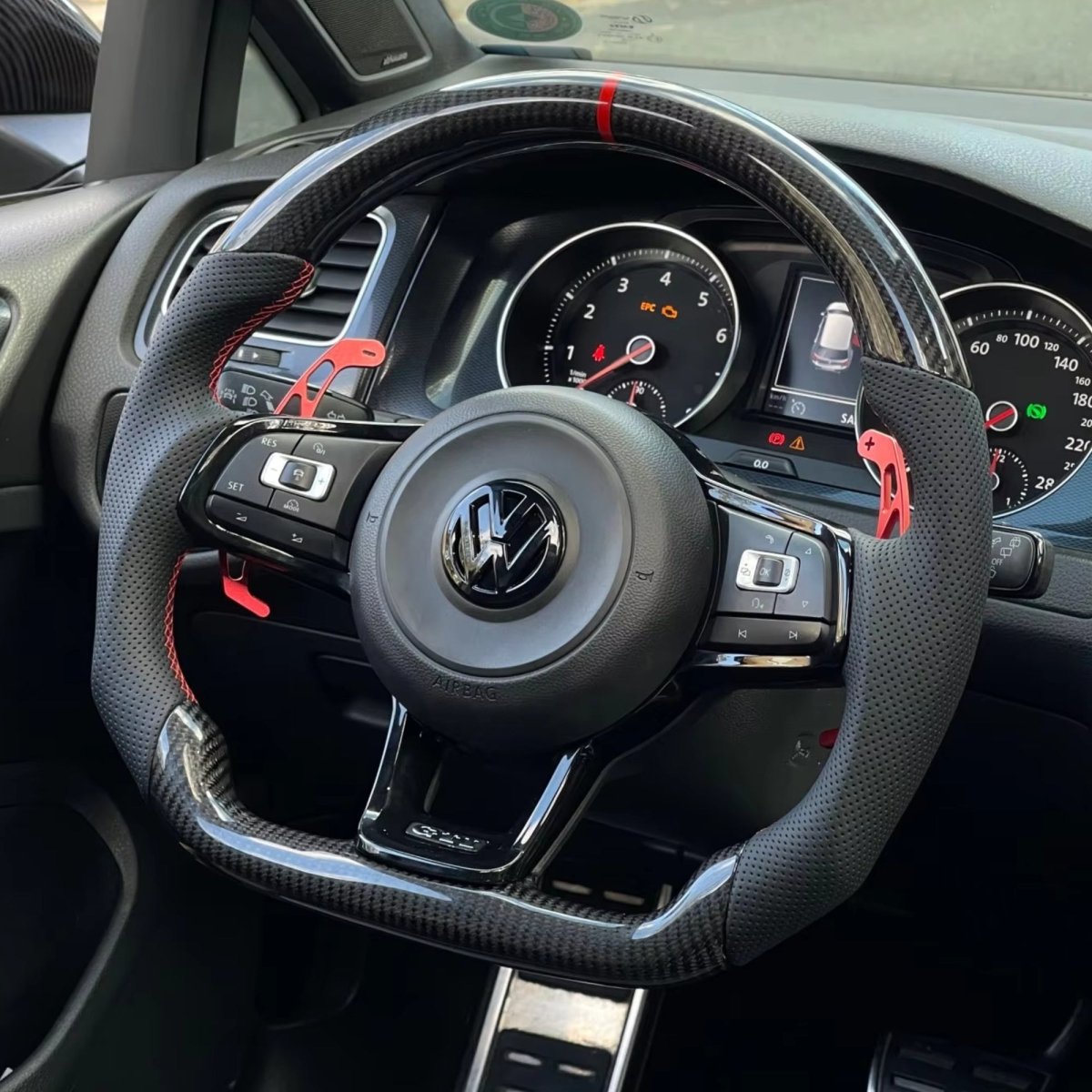 Carbon Fibre Steering Wheel for Volkswagen VW Golf MK7 MK7.5 R R - Line GTI GTD GTE + - Interior Styling | Carbon Kings
