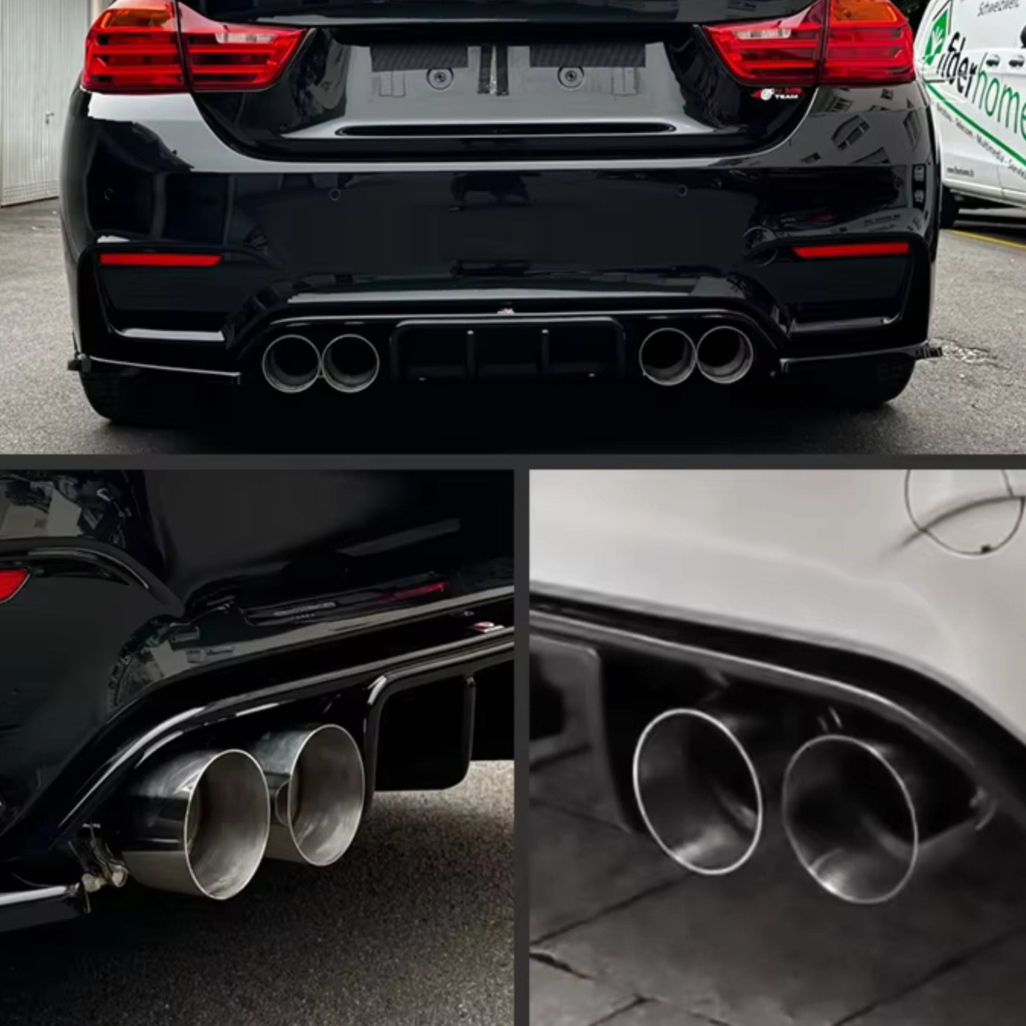 4x Black Oversized Stainless Steel Exhaust Tips for BMW G87 M2 G80 G81 M3 G82 G83 M4