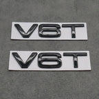2x Gloss Black V6T Side Wing Badge Emblems for Audi A4 A5 A6 A7 S3 S4 S5 S6 Q5 Q7 V6