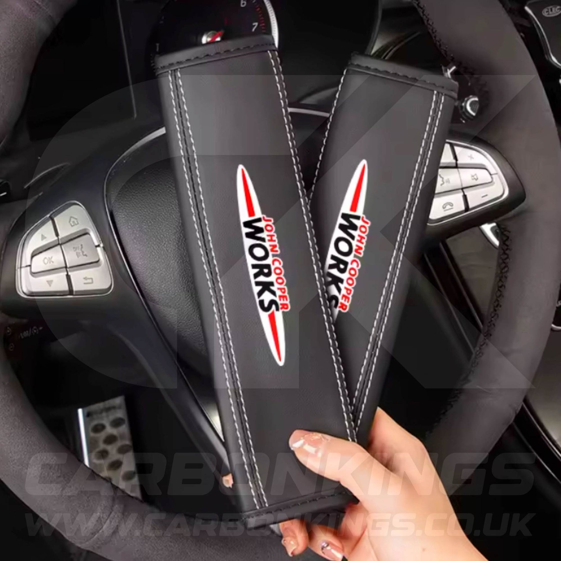 John Cooper Works JCW Leather Seatbelt Shoulder Covers Pad Protectors Mini Cooper