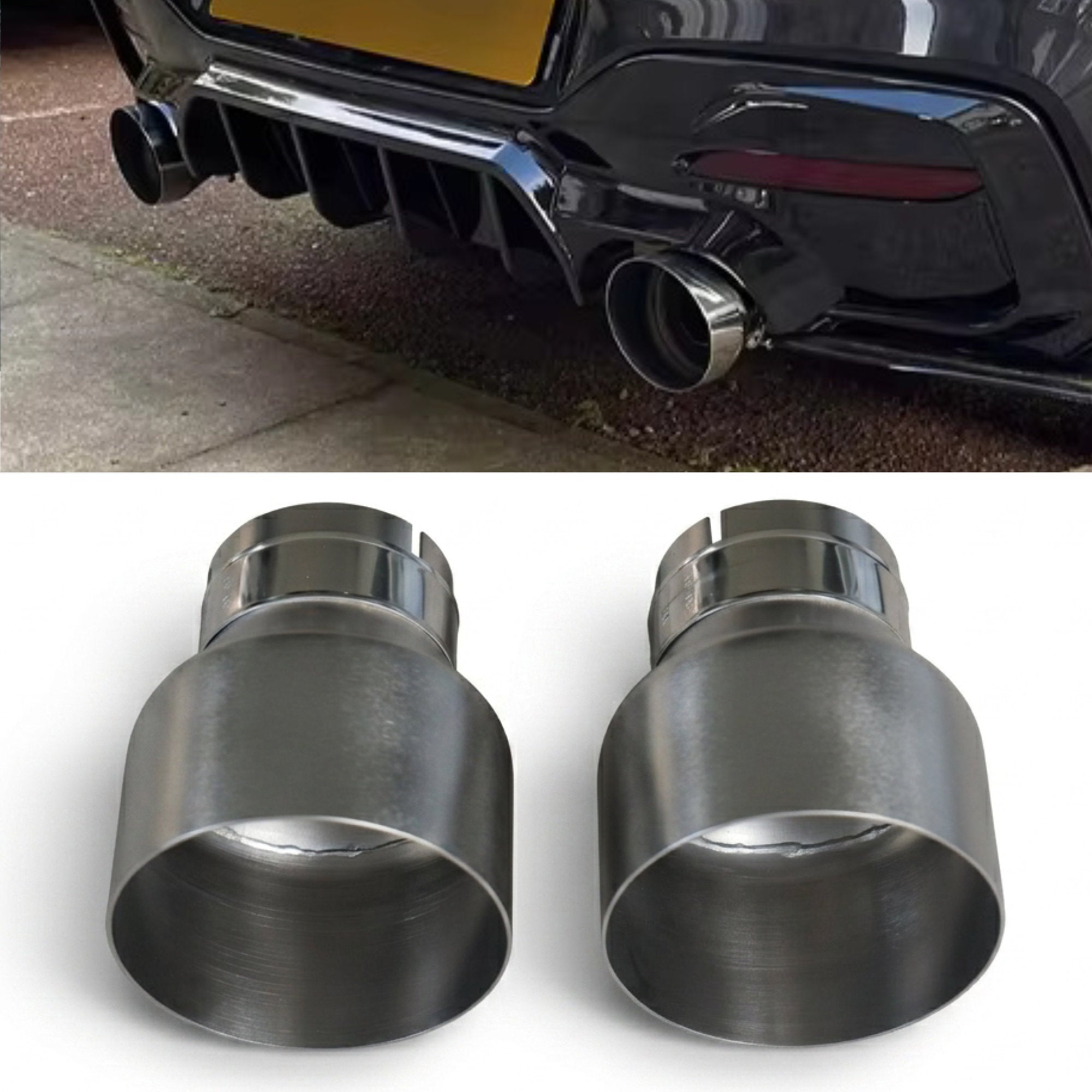 2x Brushed Silver Oversized Stainless Steel Exhaust Tips for BMW F20 F21 F22 F30 F32 M135i M140i M235i