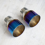 2x Burnt Blue Oversized Stainless Steel Exhaust Tips for BMW F20 F21 F22 F30 F32 M135i M140i M235i