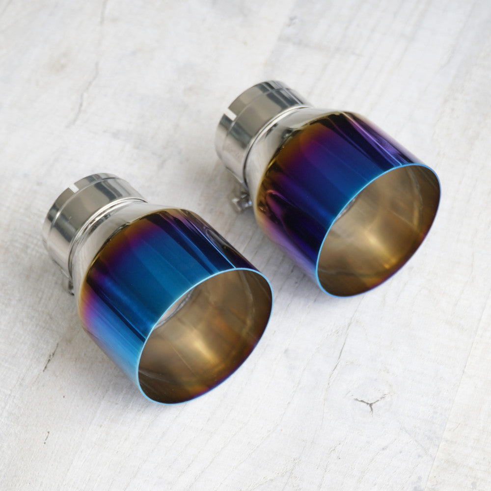 2x Burnt Blue Oversized Stainless Steel Exhaust Tips for BMW F20 F21 F22 F30 F32 M135i M140i M235i
