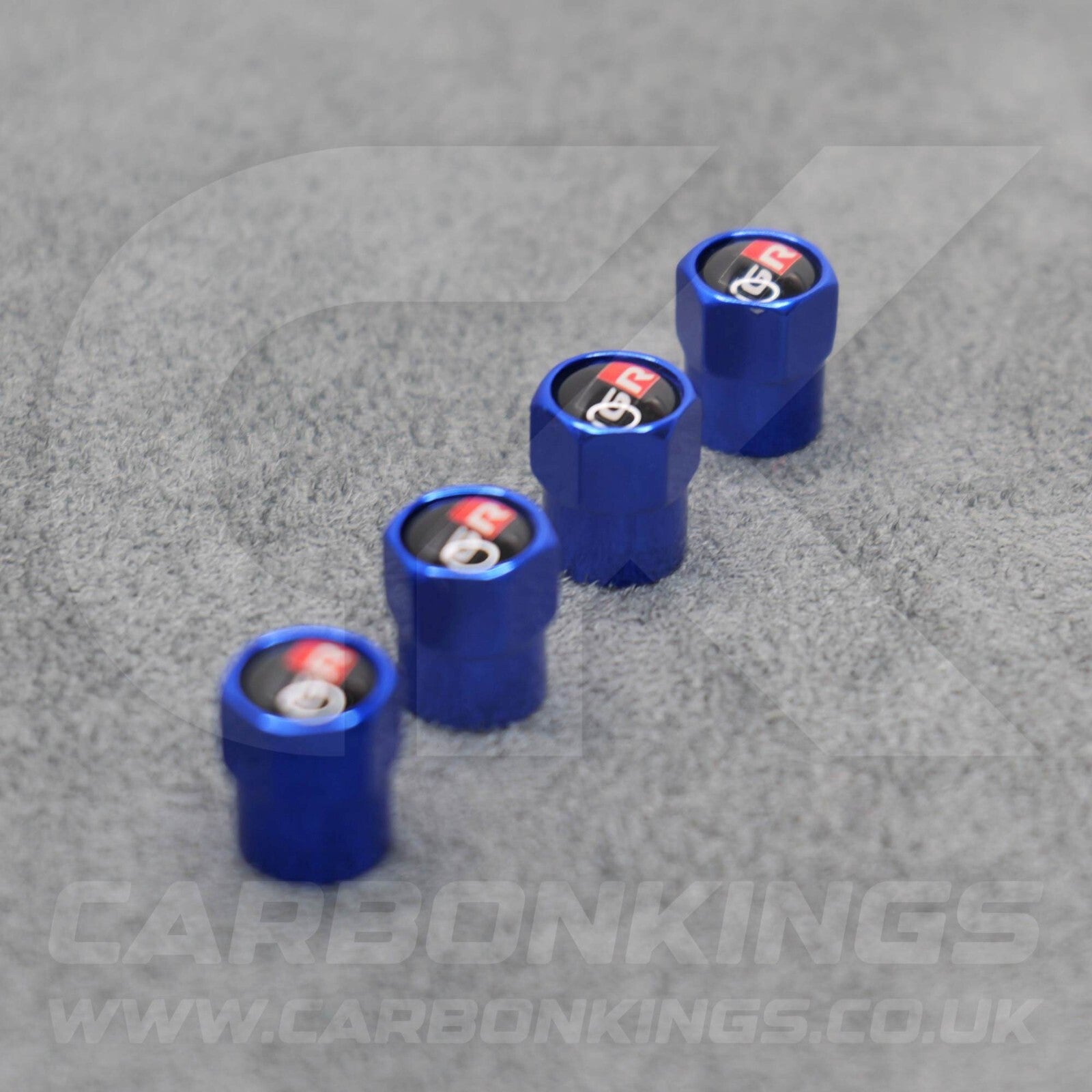 Toyota GR Gazoo Racing Blue Anodised Wheel Valve Dust Caps Set Yaris GR86 Supra