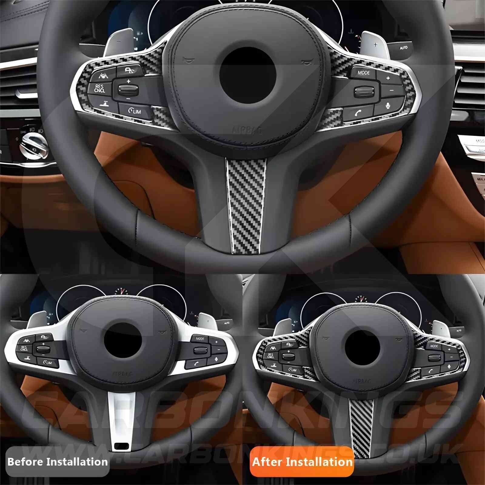 Carbon Fibre Style Steering Wheel Trims for BMW 5 Series G30 G31 G01 G38 X3
