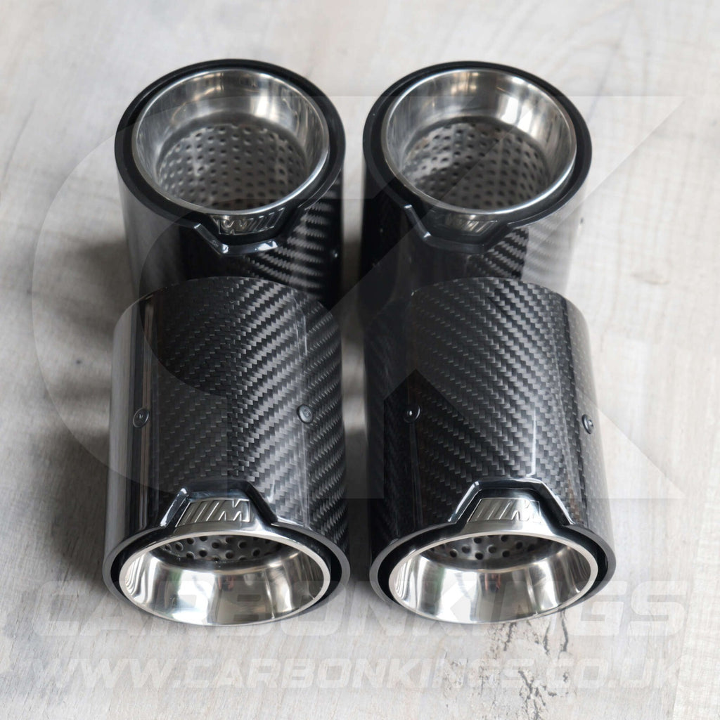 4x BMW M Performance Carbon Fibre Silver Exhaust Tips M2 M3 M4 M5 F80 F82 F83