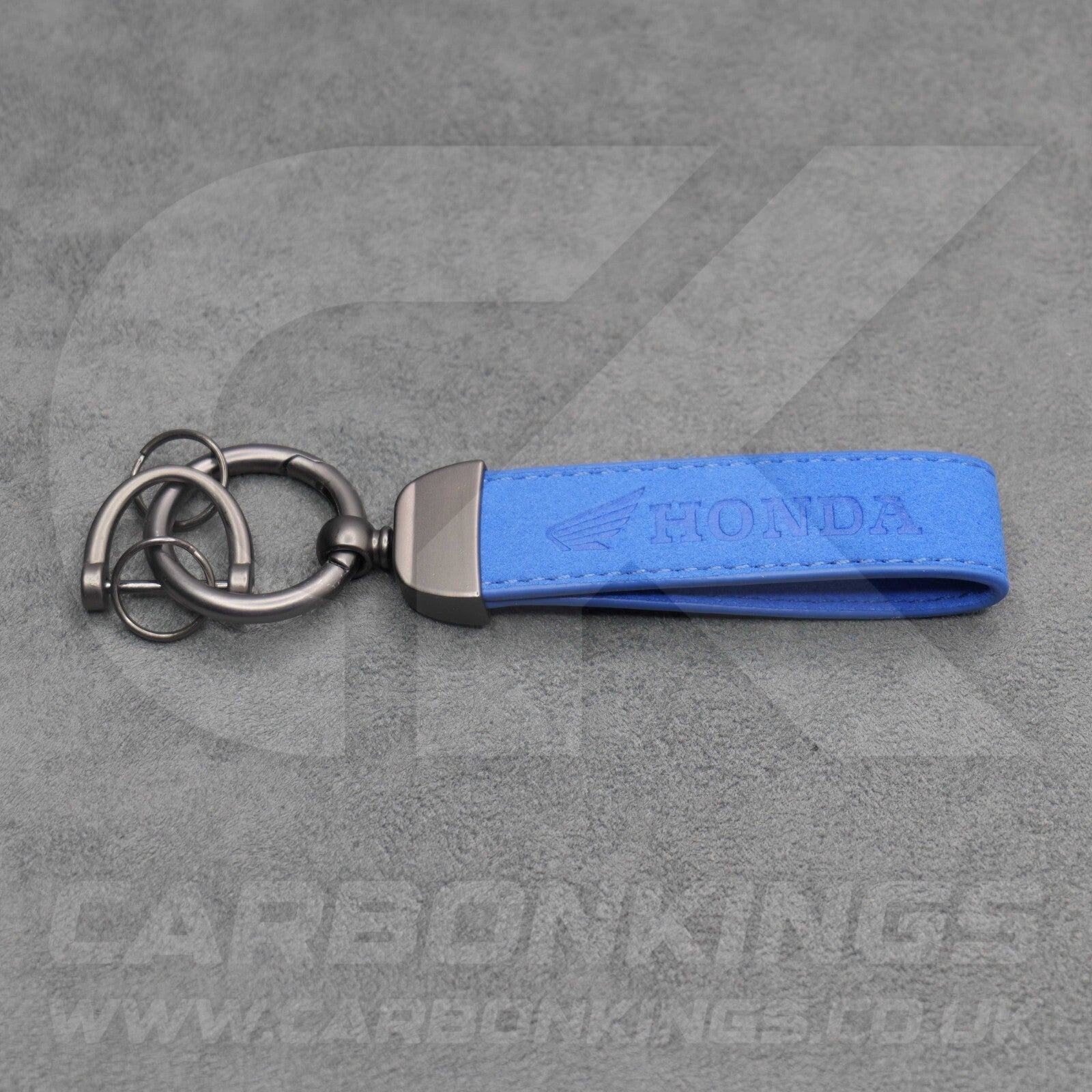 Honda Blue Suede Key Ring Chain Car Civic Type R Premium Alcantara Stitched