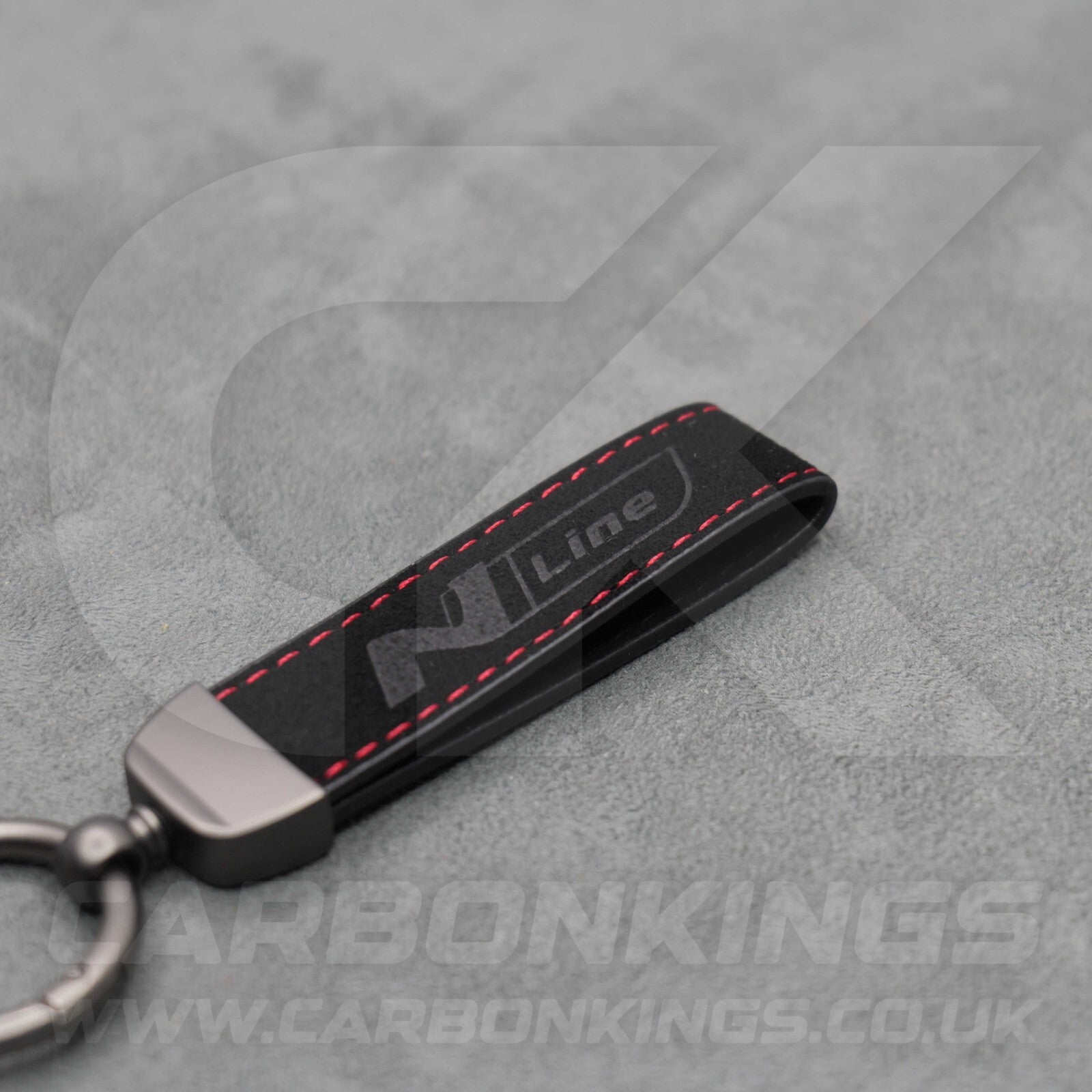 Hyundai N Line Black Suede Red Stitch Car Key Chain Ioniq 5 6 9 Kona i10 i20 i30