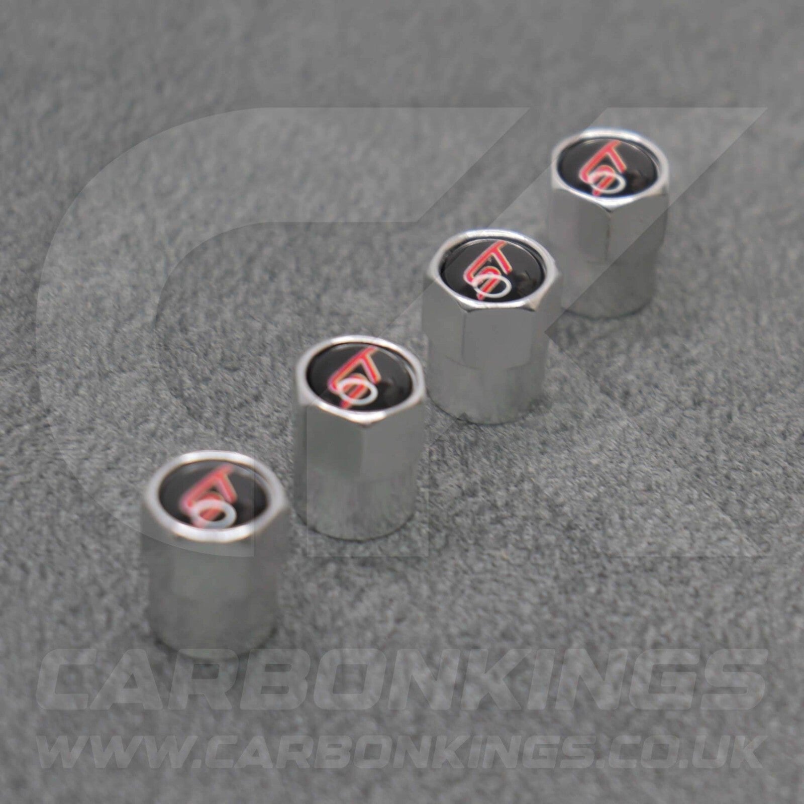 Ford ST Sport Silver Anodised Wheel Valve Dust Caps Set Fiesta Focus Edge Puma