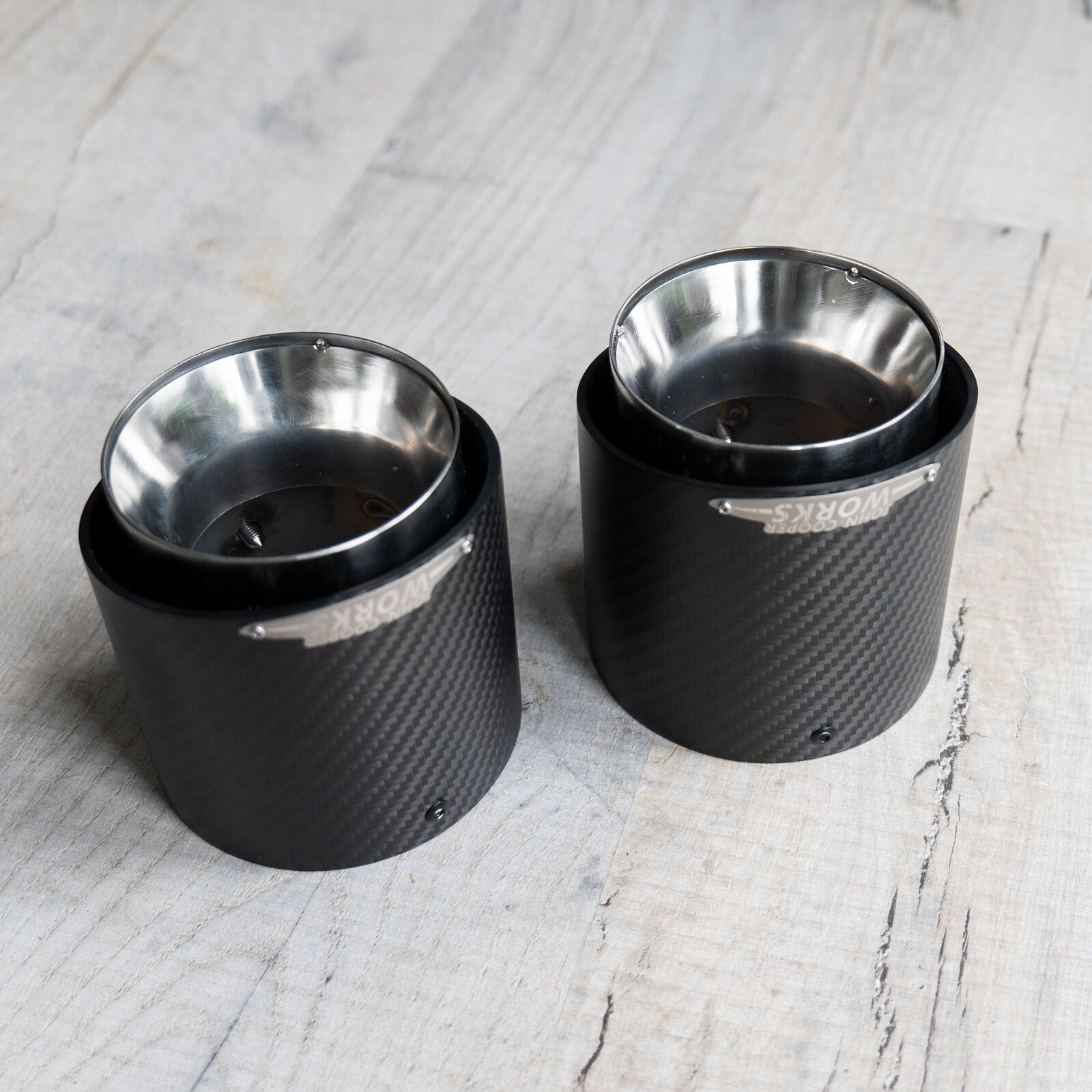 85mm Mini JCW Satin Carbon Fibre Exhaust Tips F55 F56 F57 F60 R55 R59 Cooper S D
