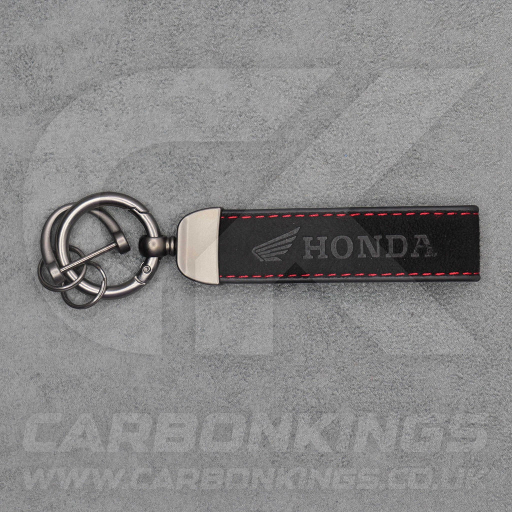 Honda Black Suede Key Ring Chain Car Civic Type R Premium Alcantara Stitched