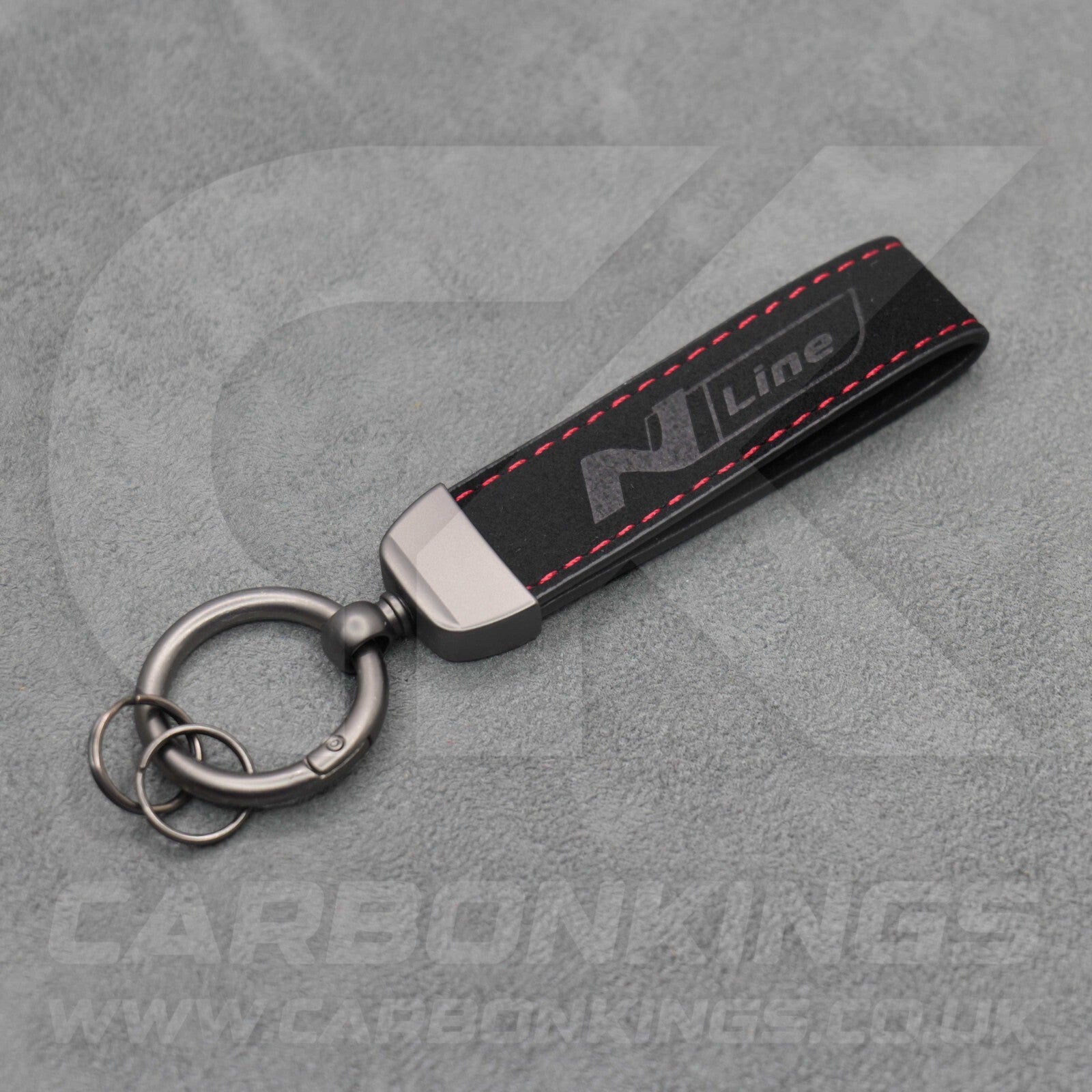 Hyundai N Line Black Suede Red Stitch Car Key Chain Ioniq 5 6 9 Kona i10 i20 i30