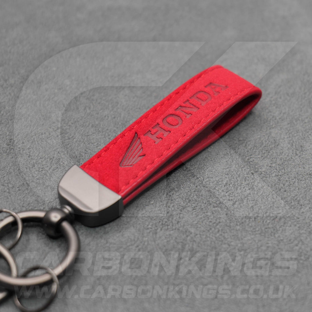 Honda Red Suede Key Ring Chain Car Civic Type R Premium Alcantara Stitched