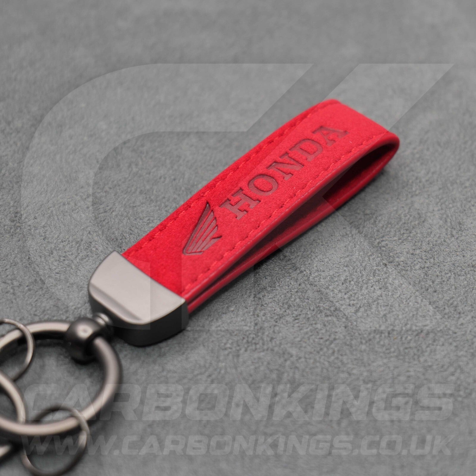 Honda Red Suede Key Ring Chain Car Civic Type R Premium Alcantara Stitched