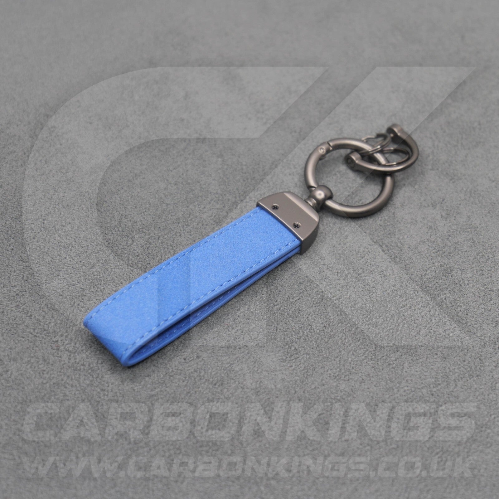 Fiat Abarth Blue Suede Key Ring Chain Alcantara Stitched 500 595 695 Punto