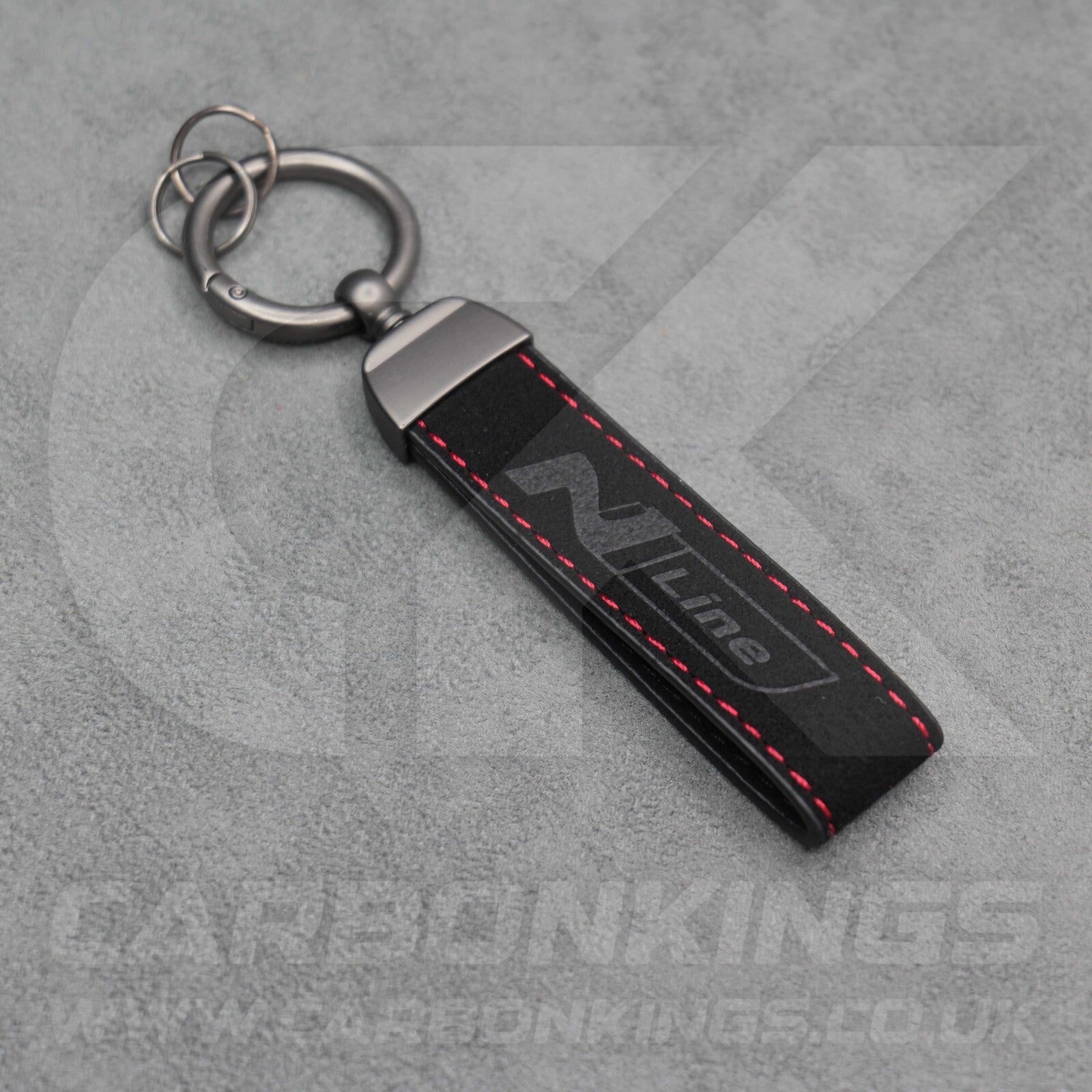 Hyundai N Line Black Suede Red Stitch Car Key Chain Ioniq 5 6 9 Kona i10 i20 i30