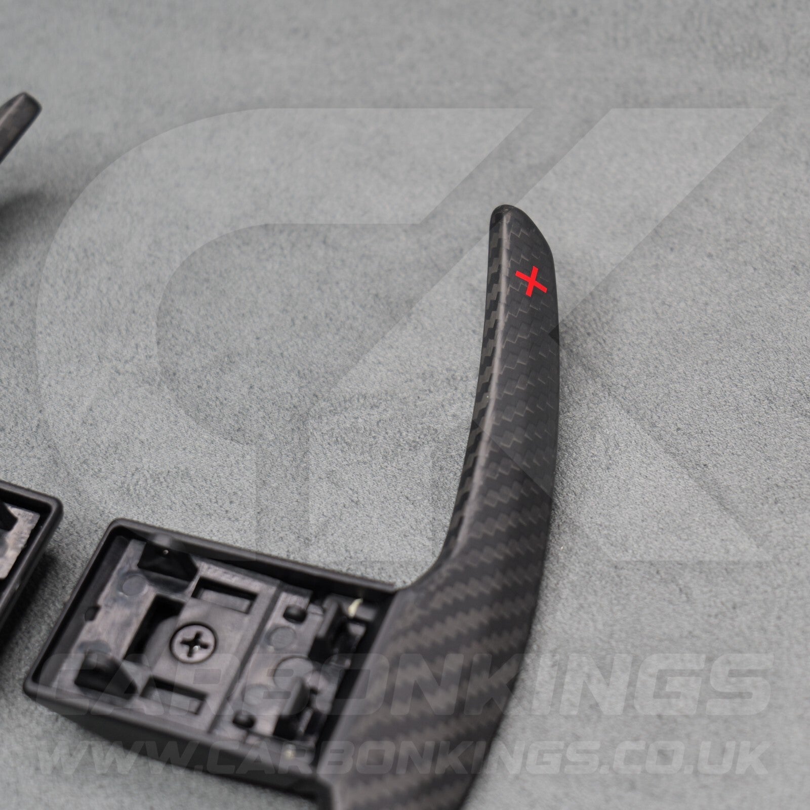 Satin Carbon Fibre & Red +/- Gear Paddle Shifters BMW F80 M3 F82 F83 M4 F87 M2