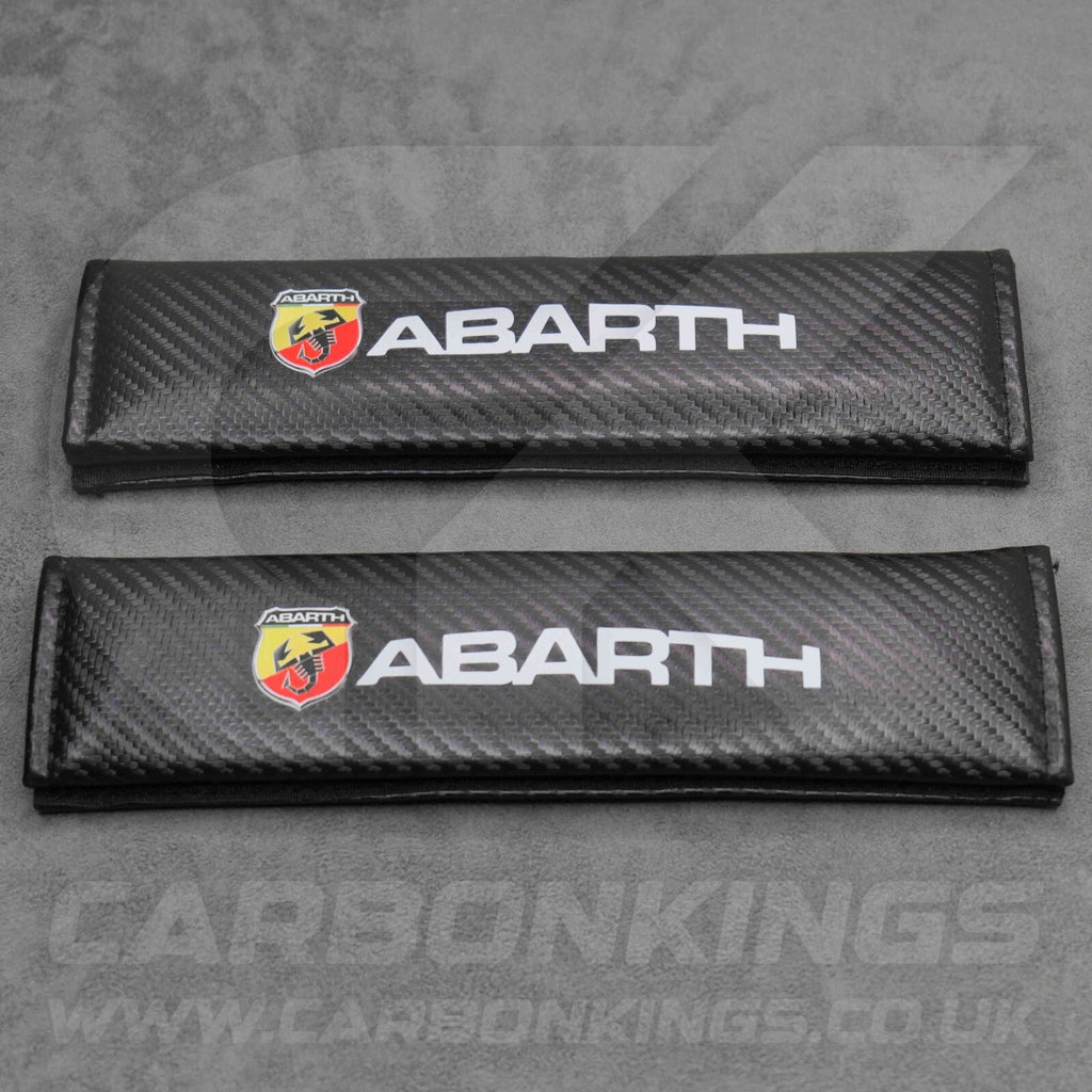 Fiat Abarth Carbon Fibre Style Seatbelt Shoulder Cover Pad Protector Set 500 595