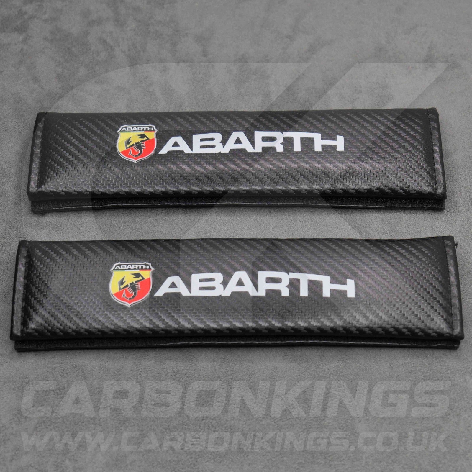 Fiat Abarth Carbon Fibre Style Seatbelt Shoulder Cover Pad Protector Set 500 595