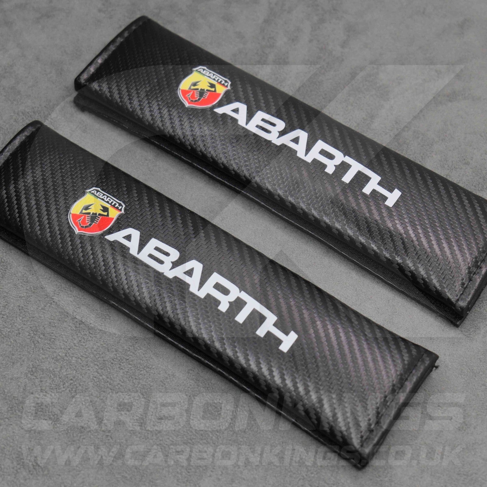 Fiat Abarth Carbon Fibre Style Seatbelt Shoulder Cover Pad Protector Set 500 595