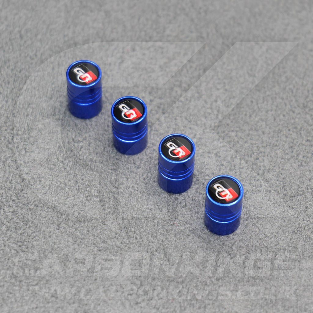 Toyota GR Gazoo Racing Blue Anodised Wheel Valve Dust Caps Set Yaris GR86 Supra