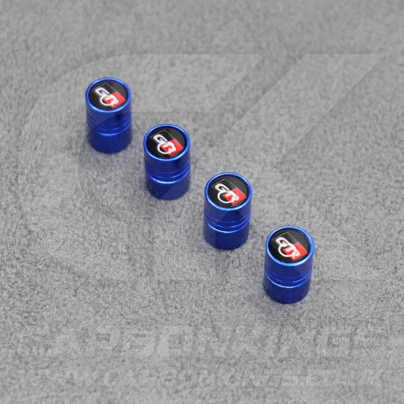 Toyota GR Gazoo Racing Blue Anodised Wheel Valve Dust Caps Set Yaris GR86 Supra