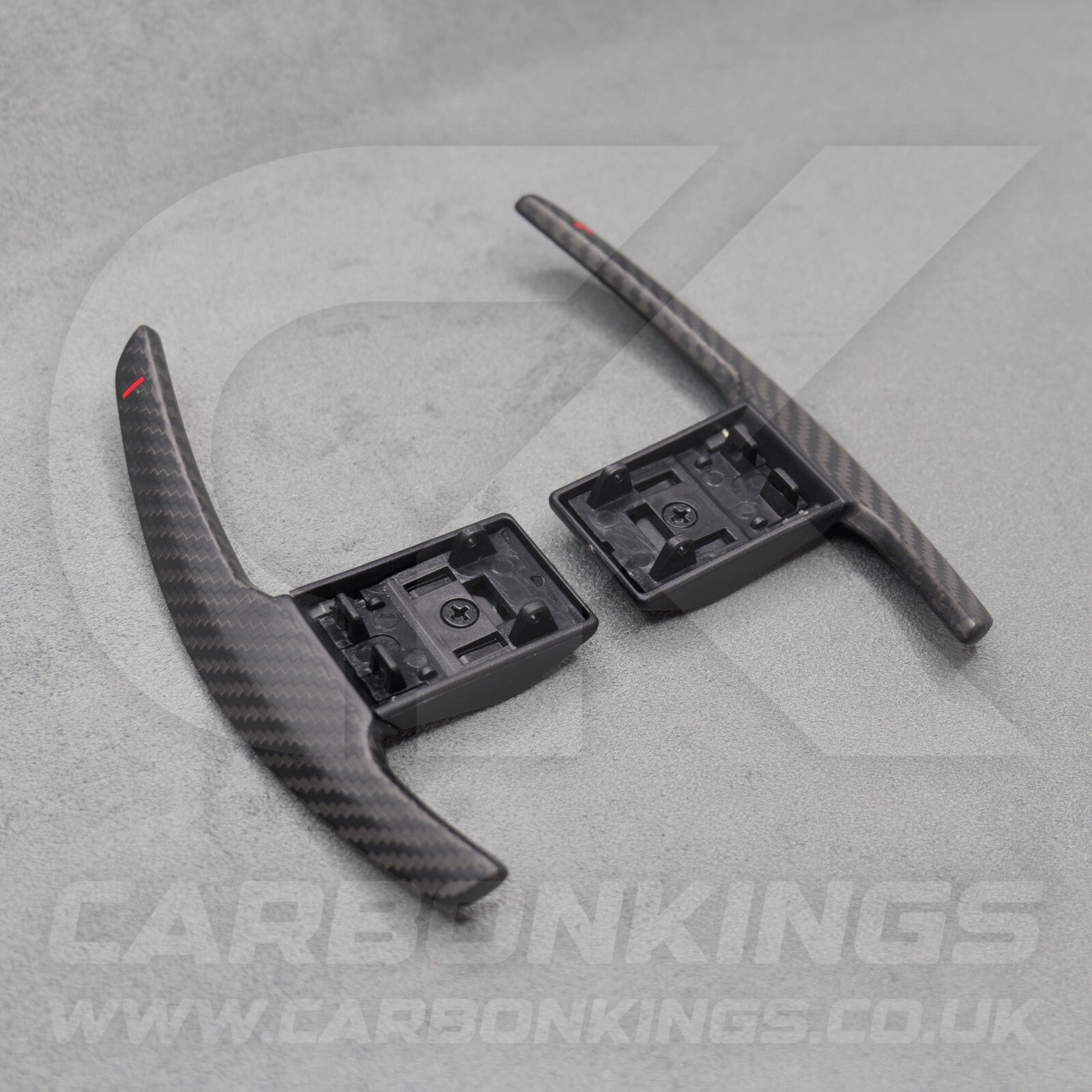 Satin Carbon Fibre & Red +/- Gear Paddle Shifters BMW F80 M3 F82 F83 M4 F87 M2