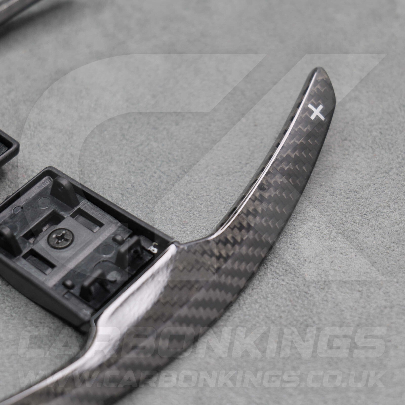 Carbon Fibre & White +/- Gear Paddle Shifters BMW F80 M3 F82 F83 M4 F87 M2 F30