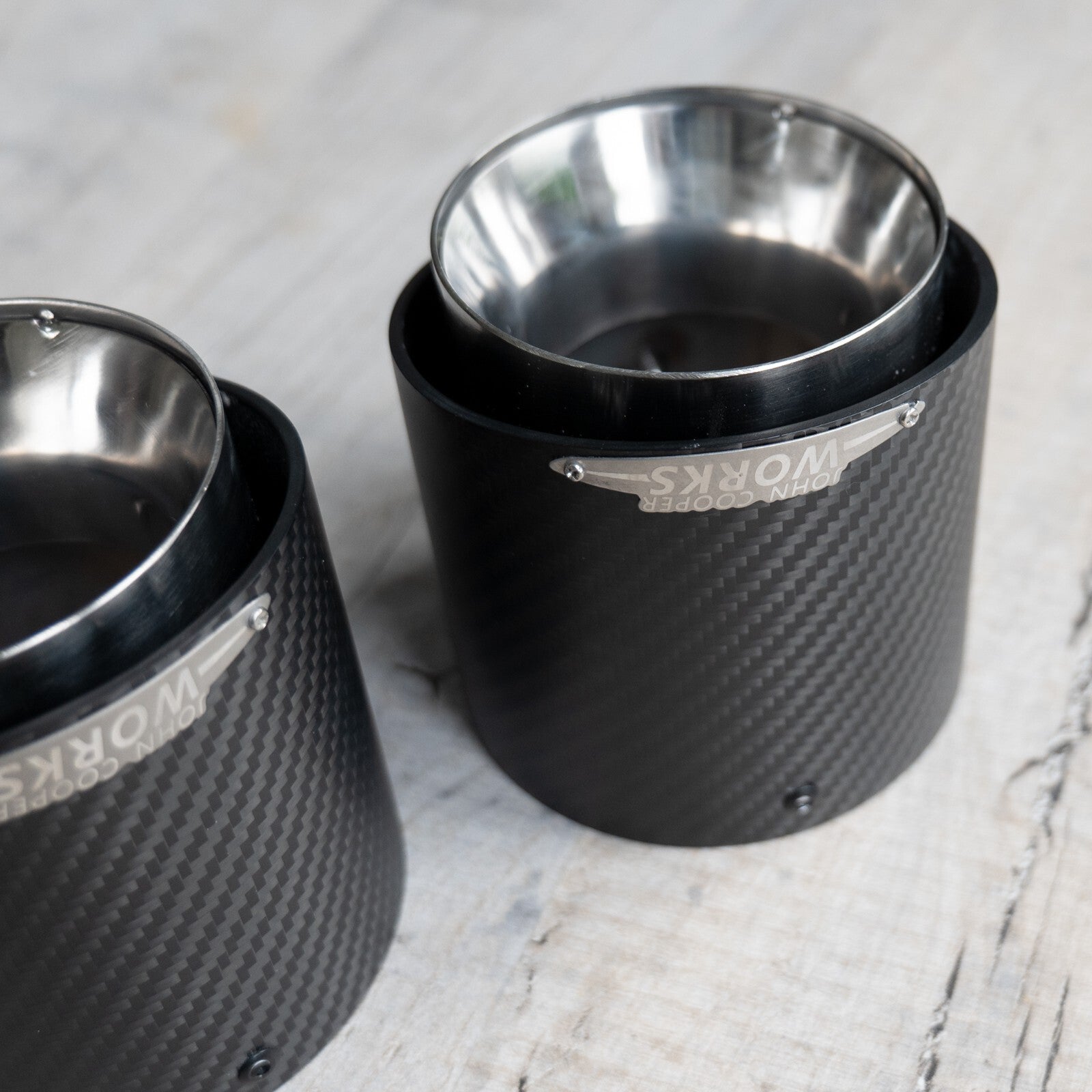 85mm Mini JCW Satin Carbon Fibre Exhaust Tips F55 F56 F57 F60 R55 R59 Cooper S D