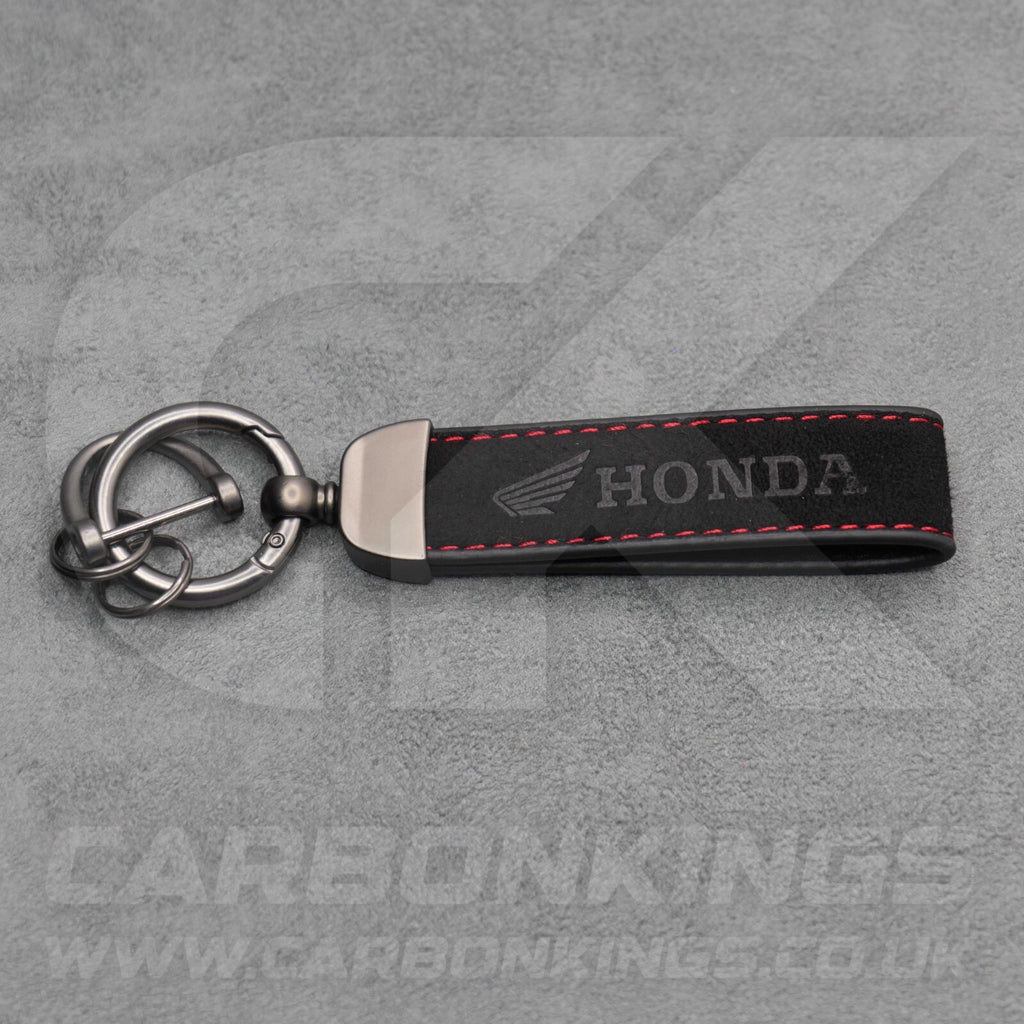 Honda Black Suede Key Ring Chain Car Civic Type R Premium Alcantara Stitched