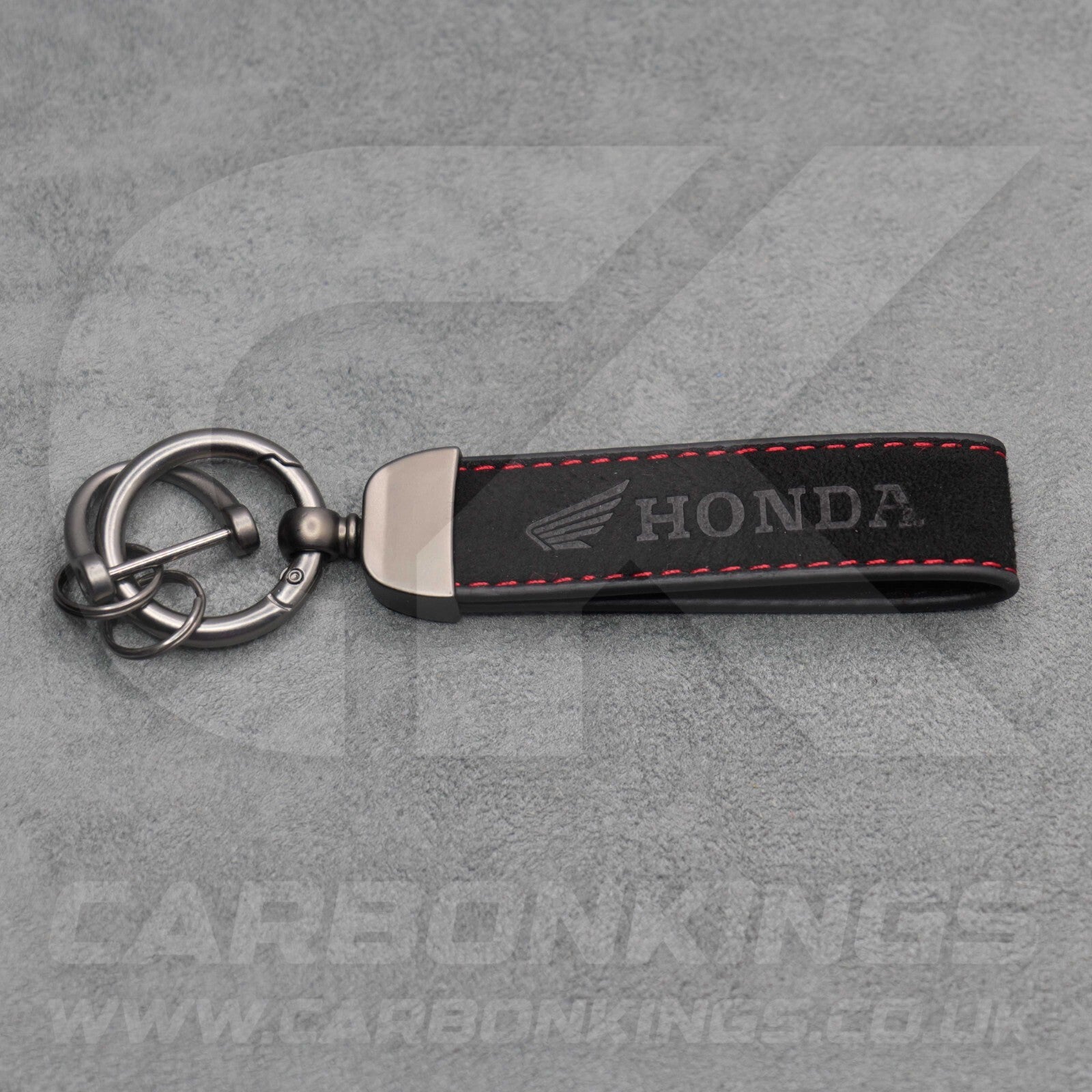 Honda Black Suede Key Ring Chain Car Civic Type R Premium Alcantara Stitched
