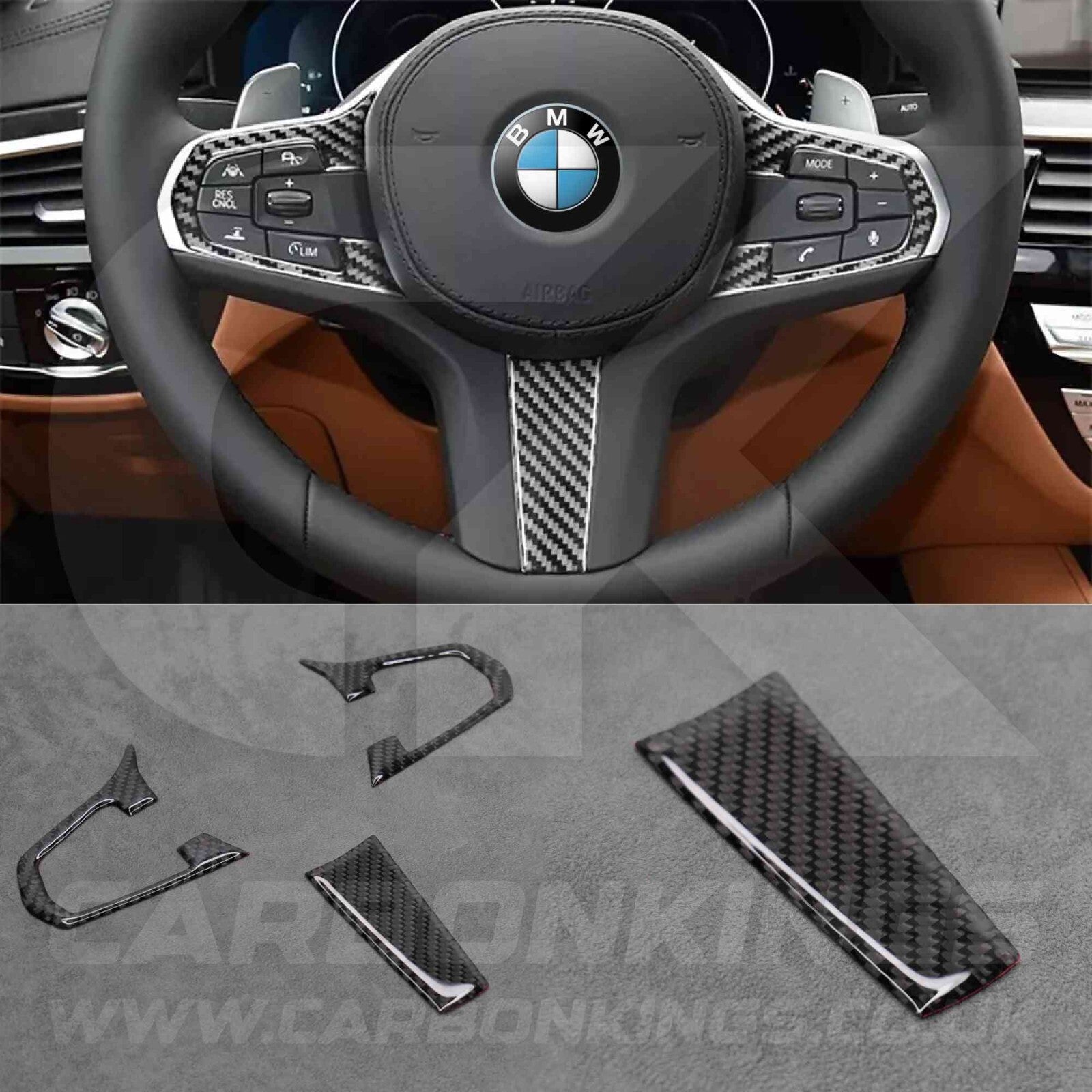 Carbon Fibre Style Steering Wheel Trims for BMW 5 Series G30 G31 G01 G38 X3