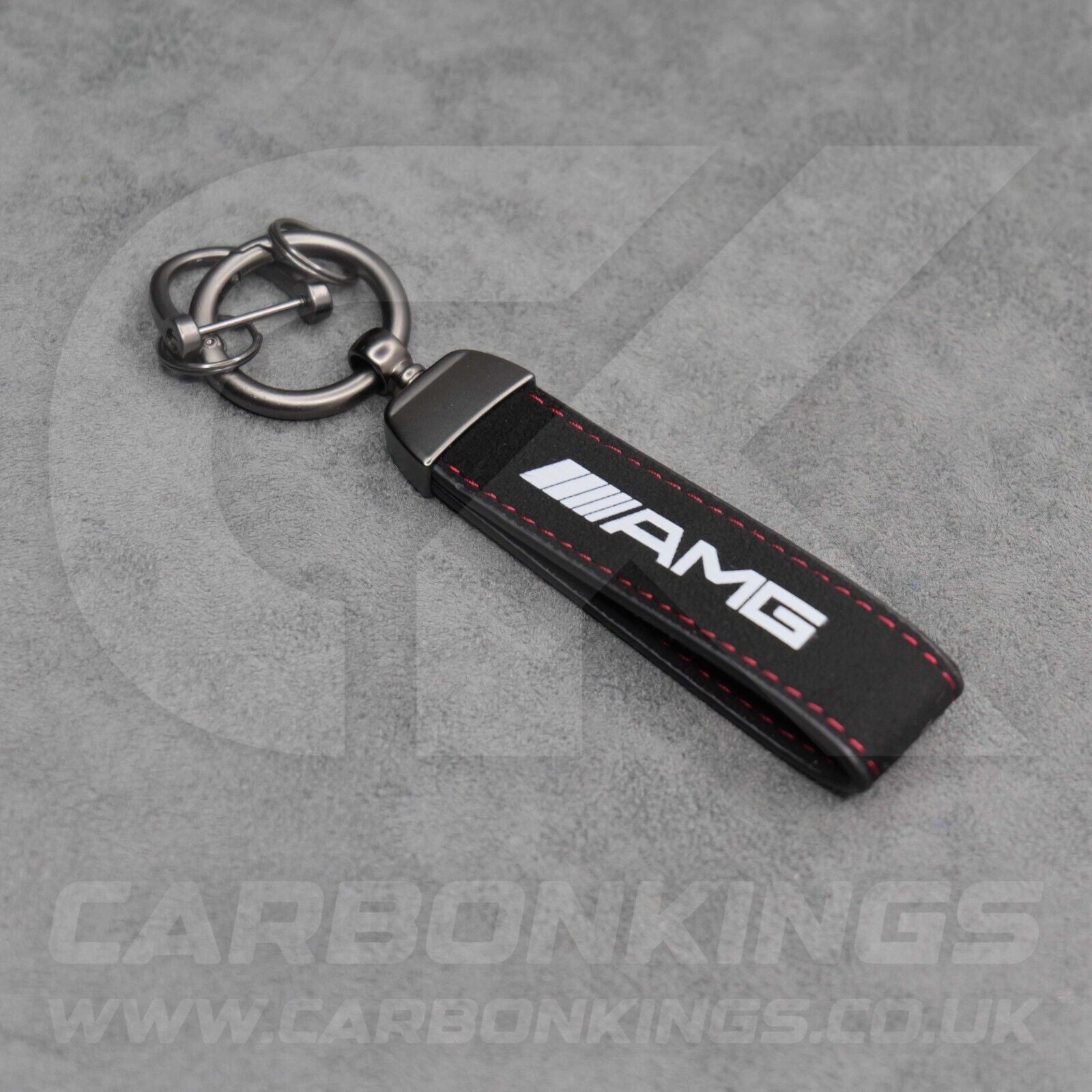Mercedes AMG Black Suede Key Ring Chain Alcantara Stitched C63 C43 A45 E63 A35 +