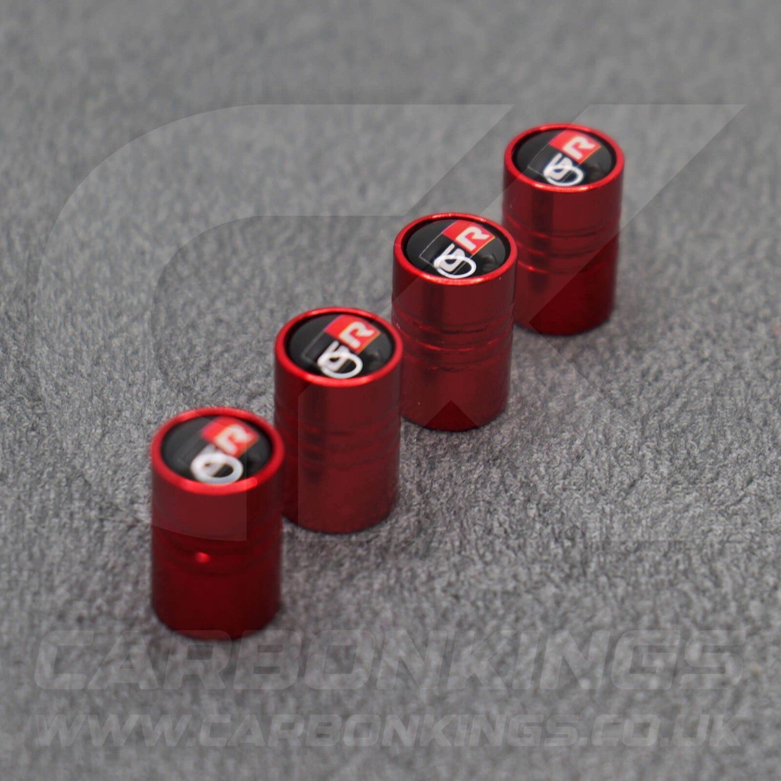 Toyota GR Gazoo Racing Red Anodised Wheel Valve Dust Caps Set Yaris GR86 Supra