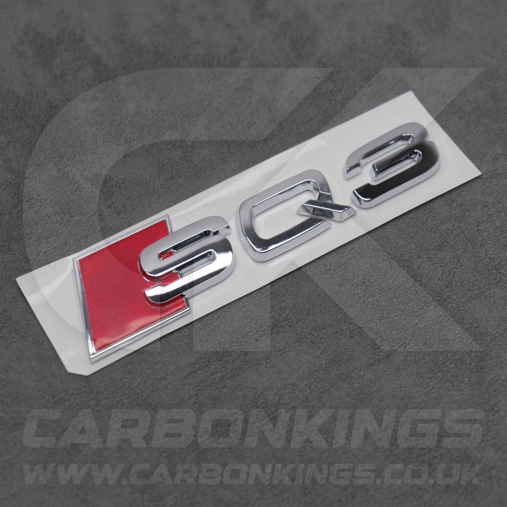 122 x 31mm Audi SQ3 Chrome / Silver Boot Rear Badge Letters Logo Emblem S 8U F3