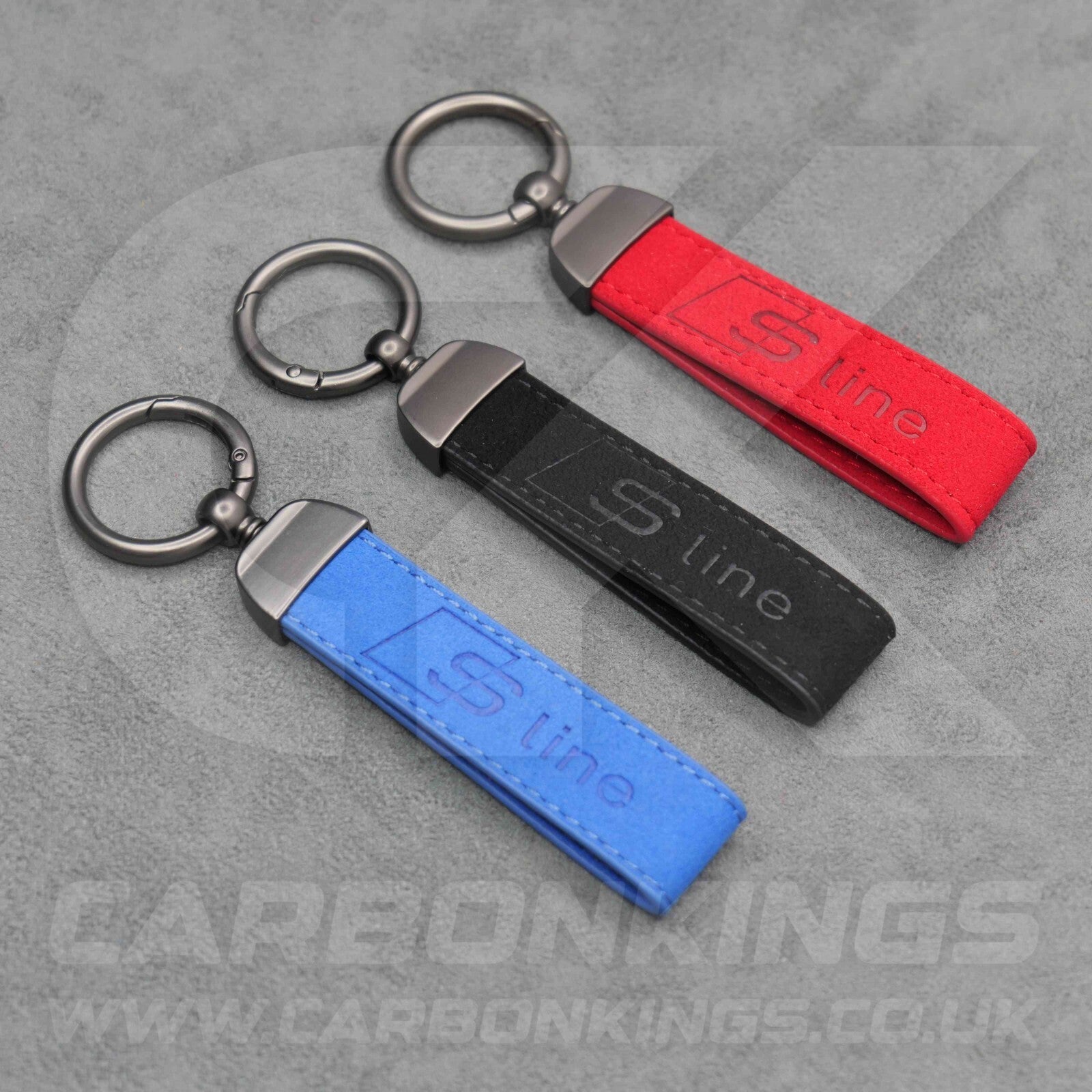 Audi S Line Suede Alcantara Key Ring Chain A1 A3 A4 A5 A6 A7 Q3 Q4 Q5 Q6 Q7 Q8