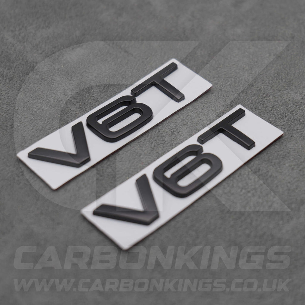 2x Matte Black V6T Side Wing Badge Emblems Audi A4 A5 A6 A7 S3 S4 S5 S6 Q5 Q7 V6