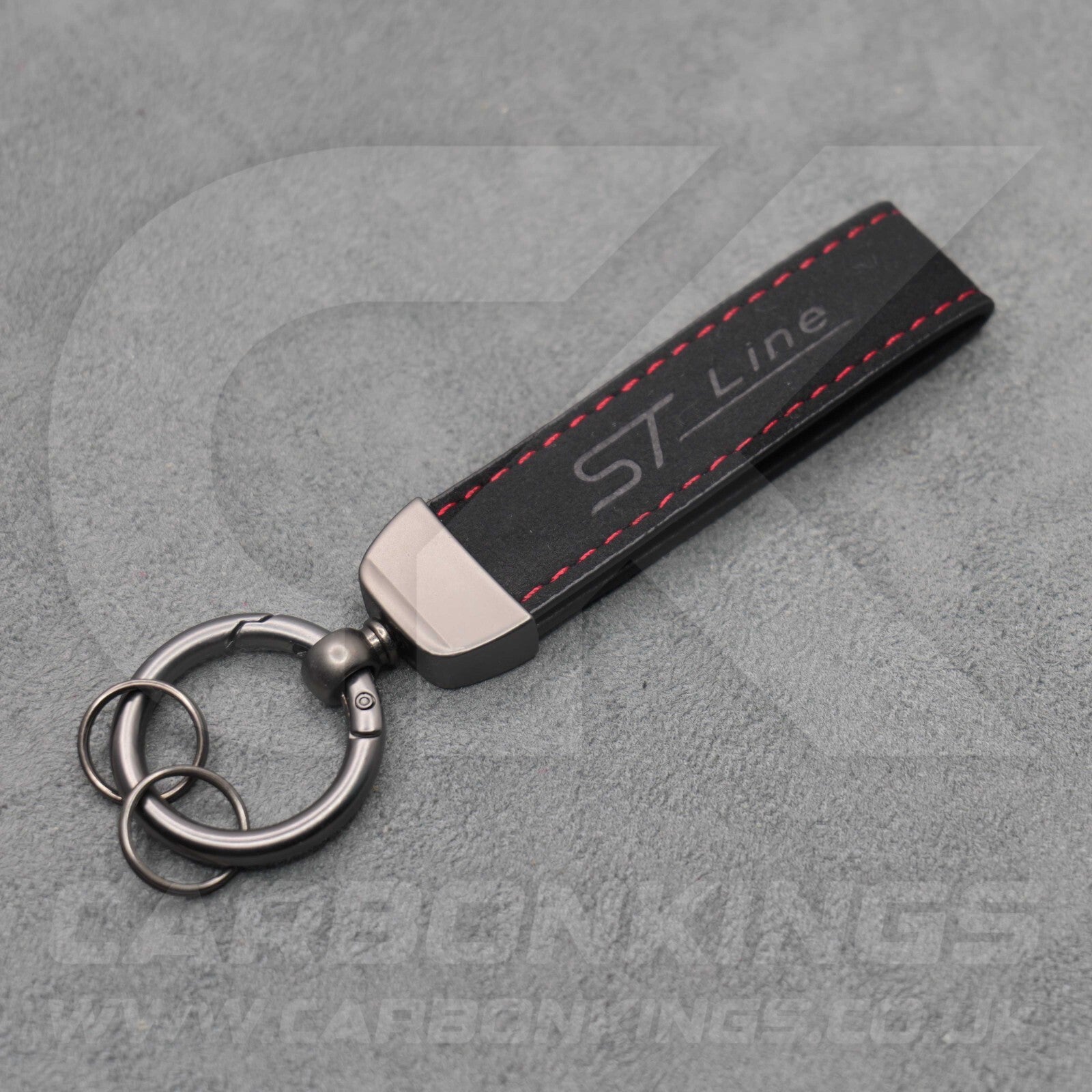 Ford ST Line Black Suede with Red Stitching Key Ring Chain Focus Fiesta Puma