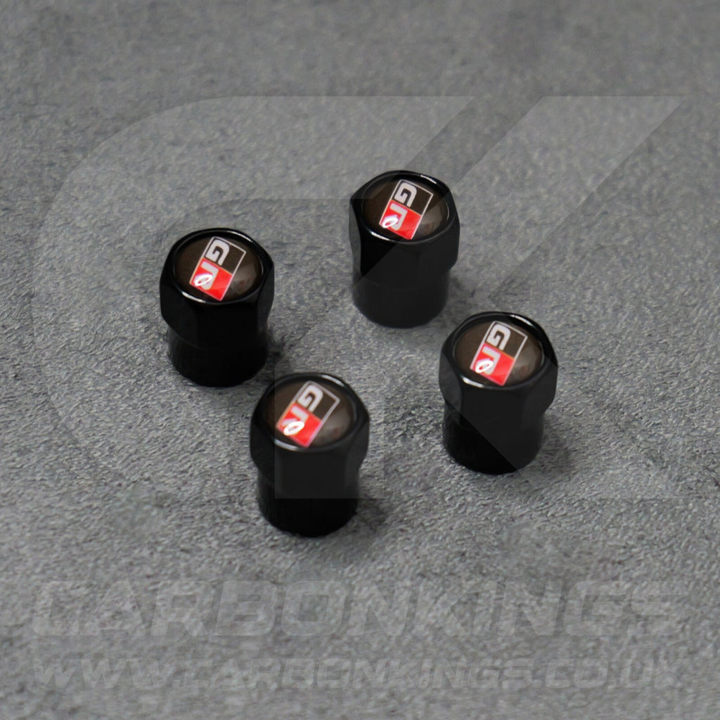 Toyota GR Gazoo Racing Black Anodised Wheel Valve Dust Caps Set Yaris GR86 Supra
