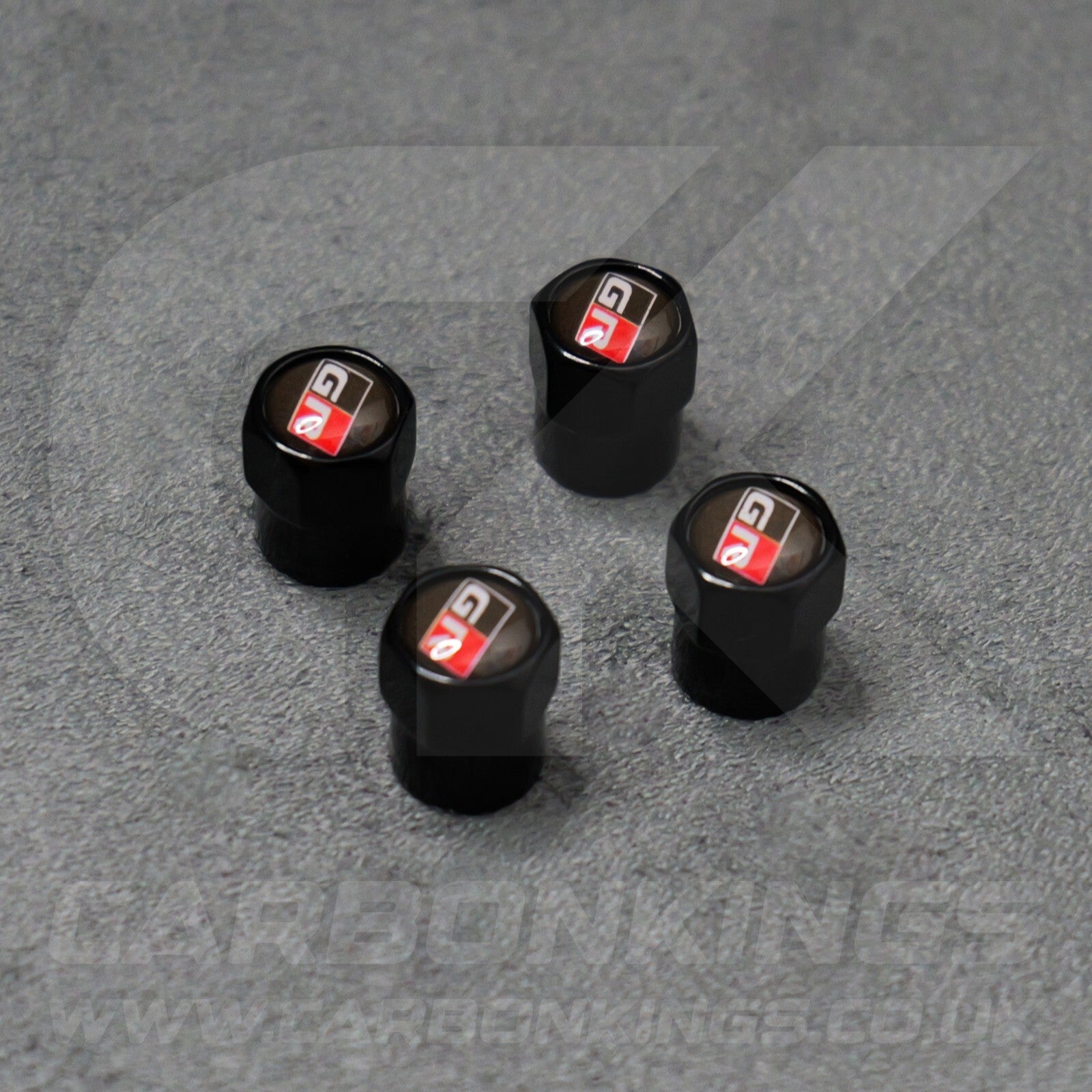 Toyota GR Gazoo Racing Black Anodised Wheel Valve Dust Caps Set Yaris GR86 Supra