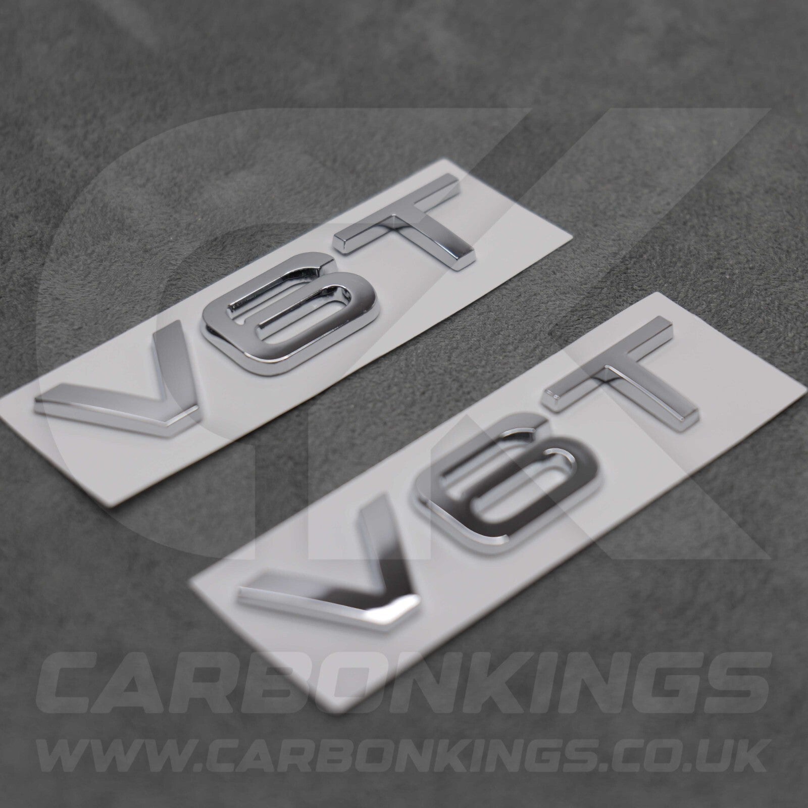 2x Chrome Silver V6T Side Wing Badge Emblems A4 A5 A6 A7 S3 S4 S5 S6 Q5 Q7