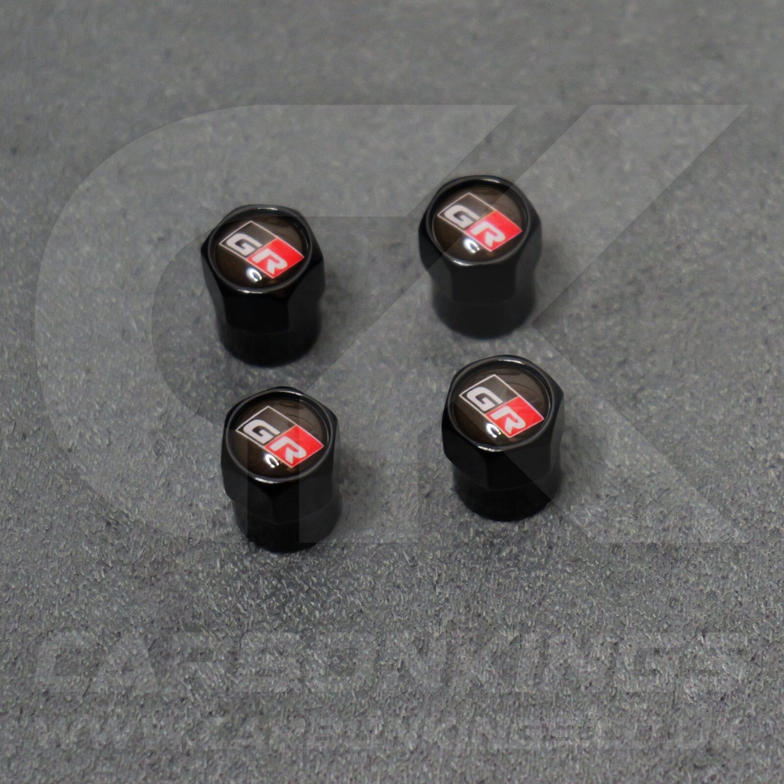 Toyota GR Gazoo Racing Black Anodised Wheel Valve Dust Caps Set Yaris GR86 Supra