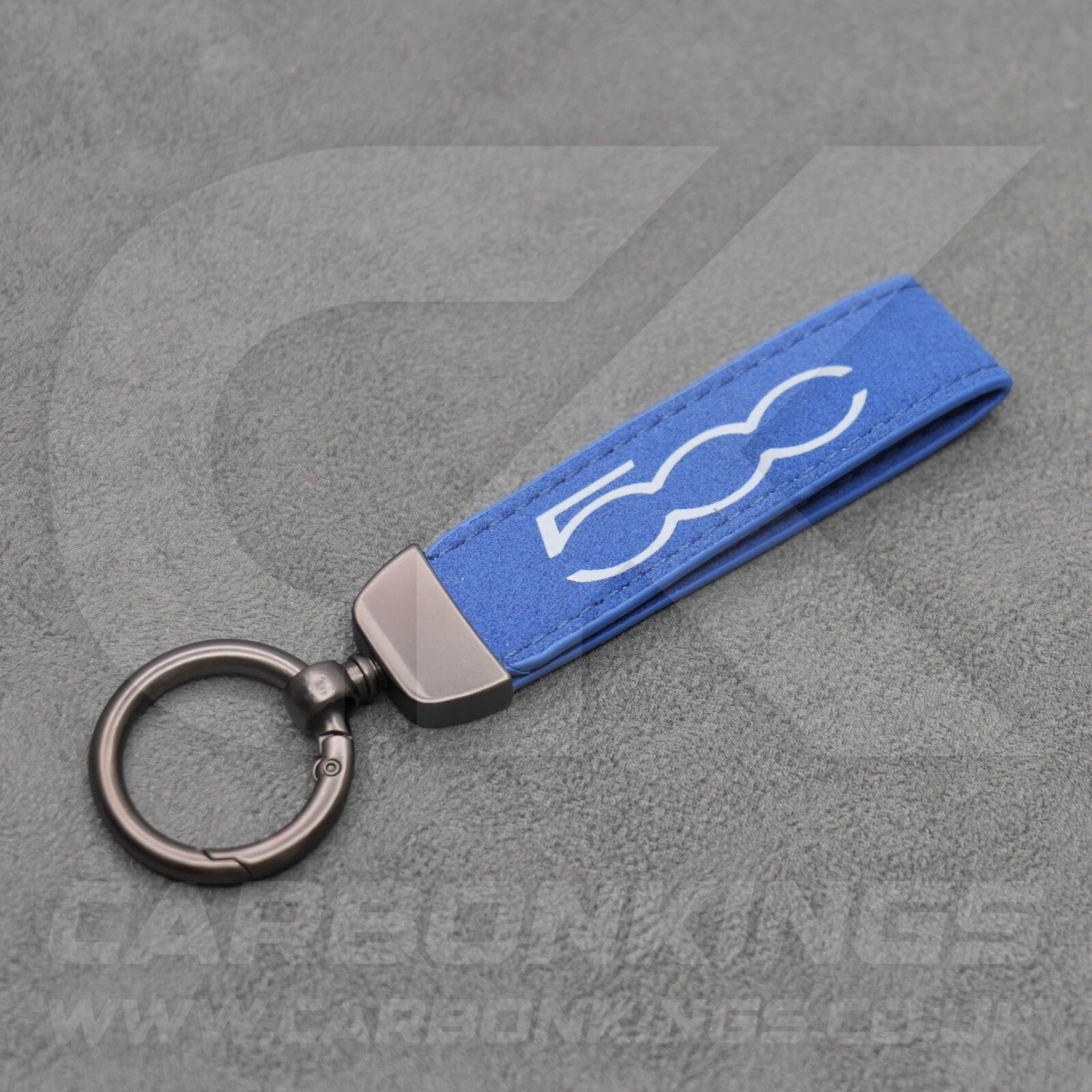 Fiat 500 Suede Car Key Ring Chain Alcantara Stitched Premium Durable Lightweight